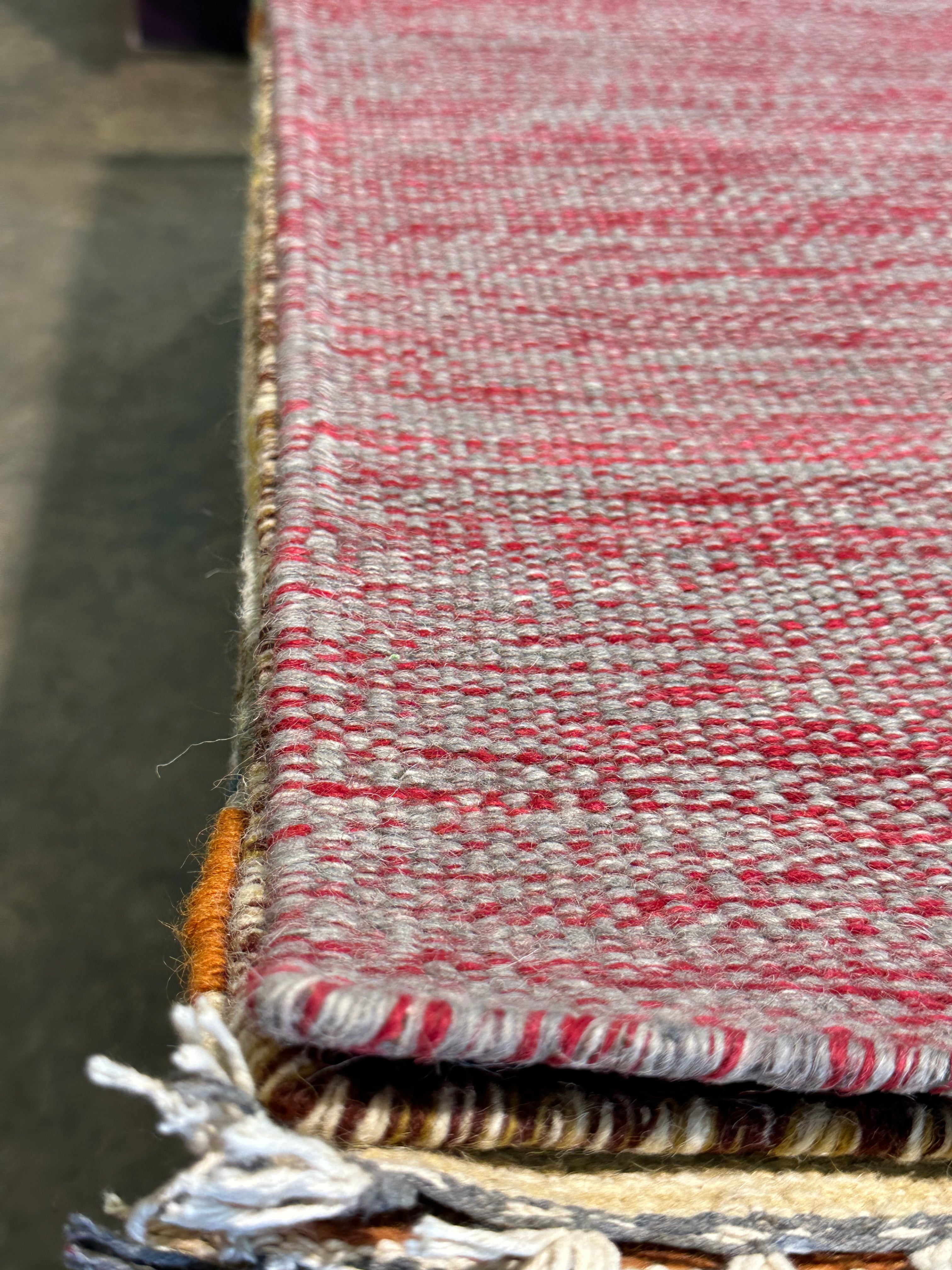 Mitch 4x5.9 Red Handwoven Durrie Rug