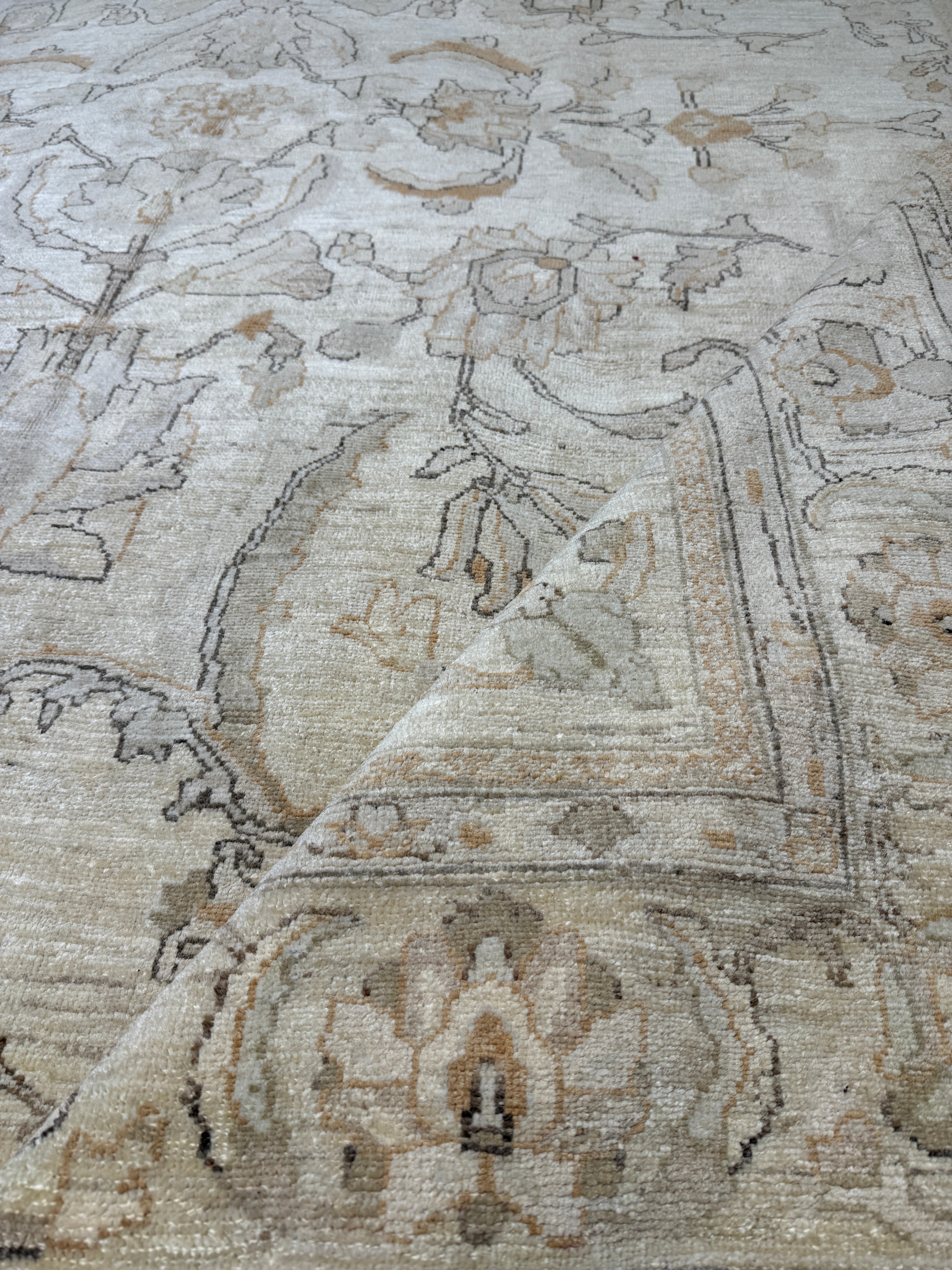 Madelyn Cline 7.9x9.2 Afghani Oushak Cream Rug