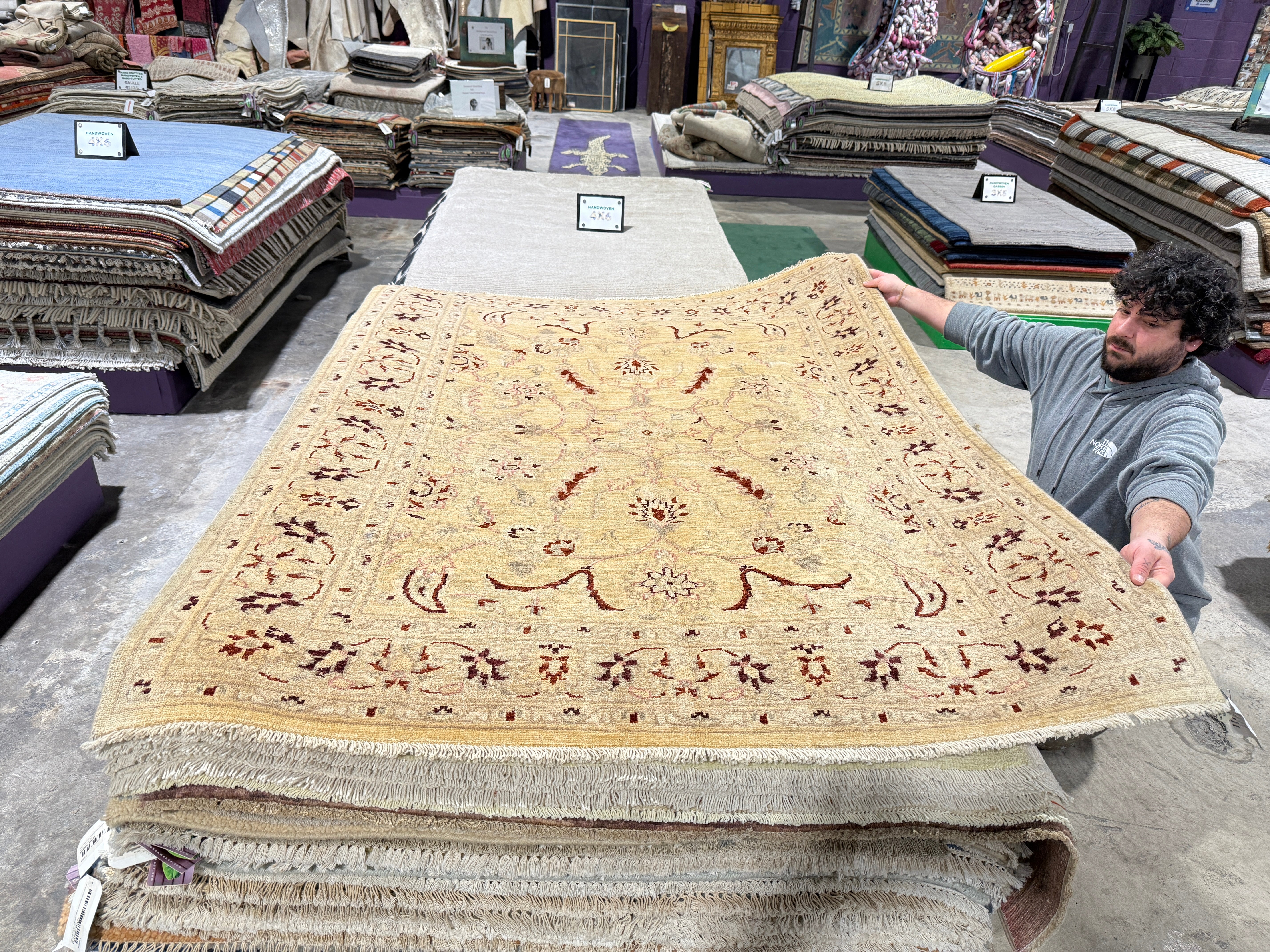 Kailie Sanders 4.11x6.8 Afghani Oushak Cream Rug