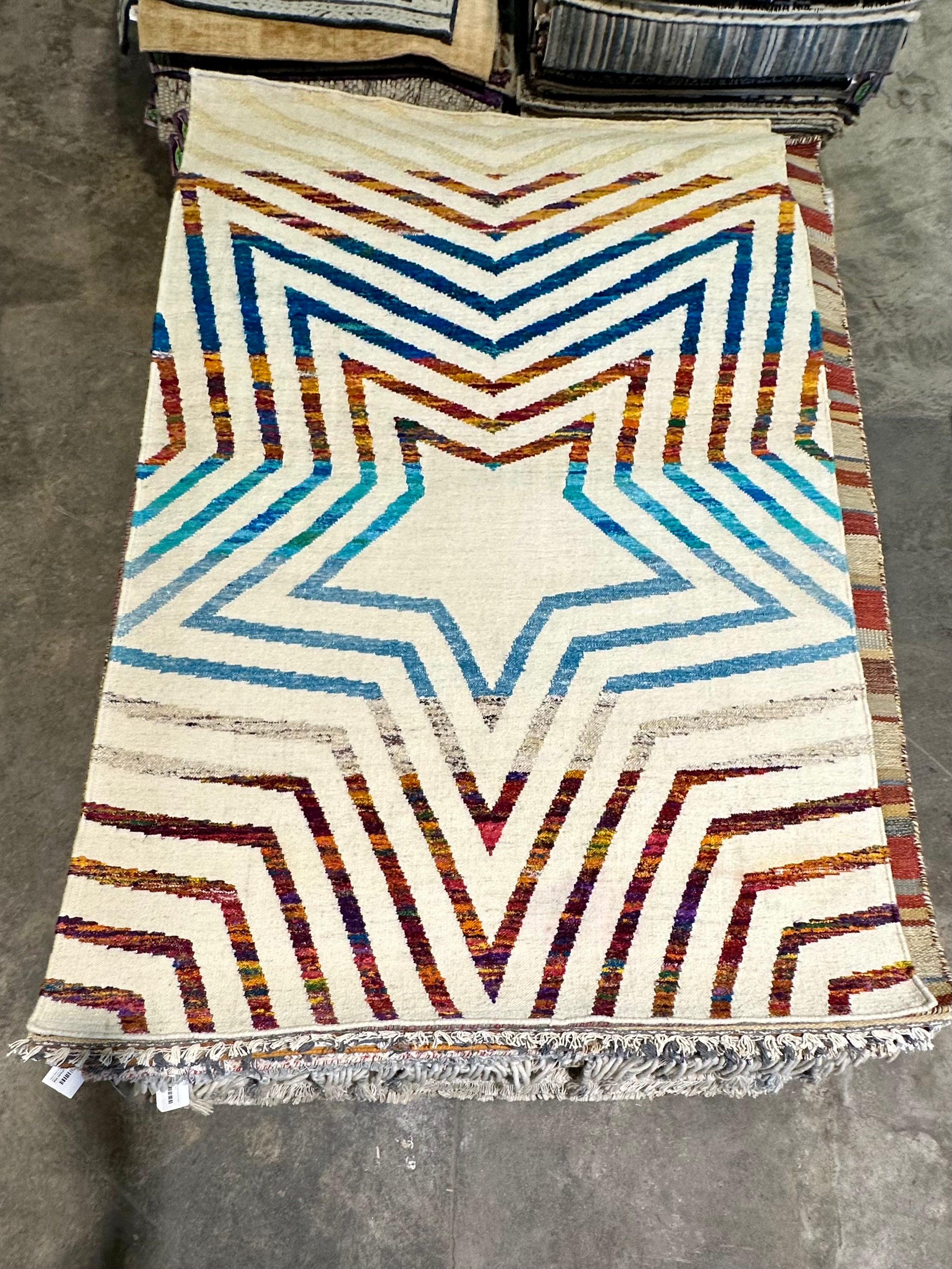 Dance Party USA 4x5.9 Star Handwoven Durrie Rug