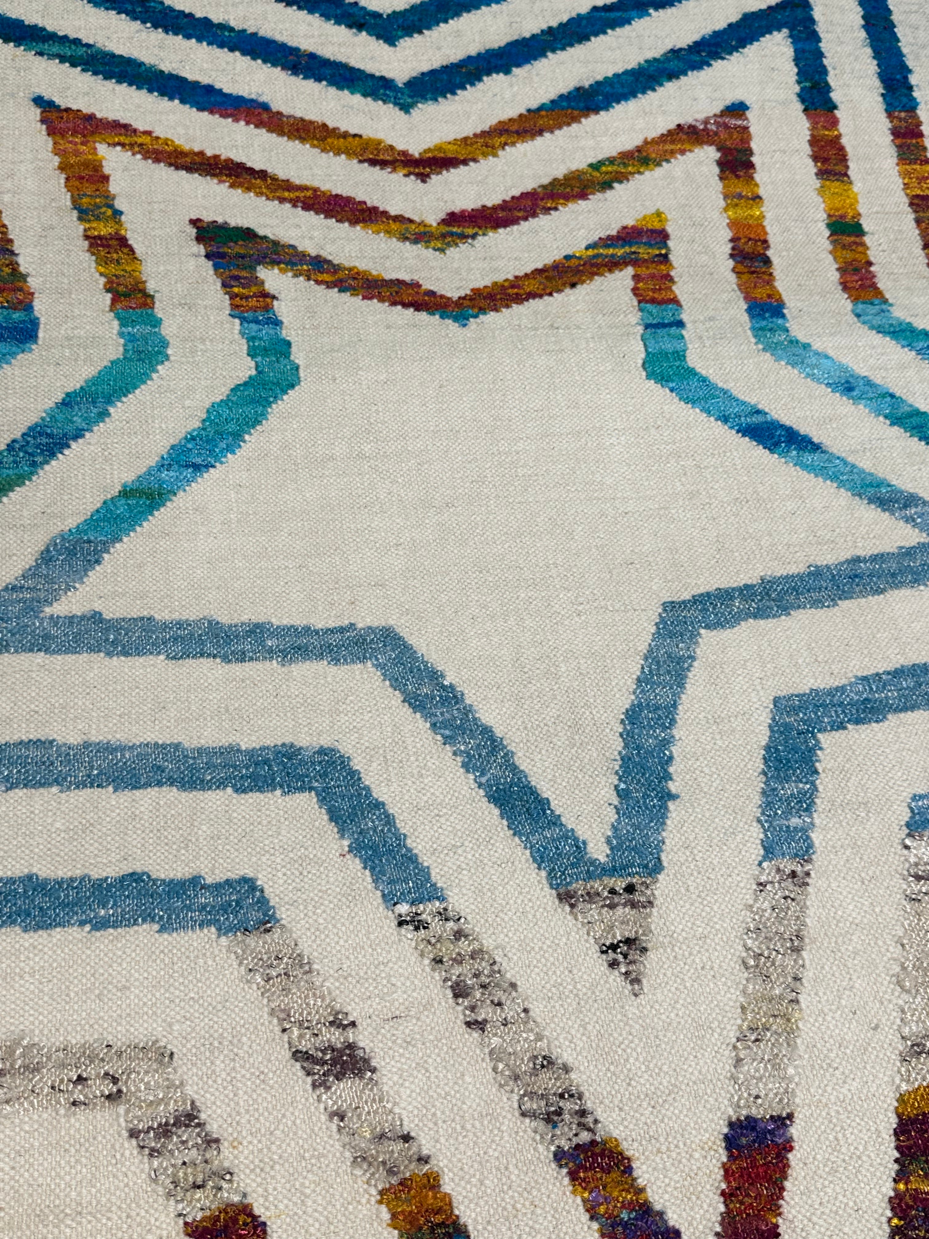 Dance Party USA 4x5.9 Star Handwoven Durrie Rug