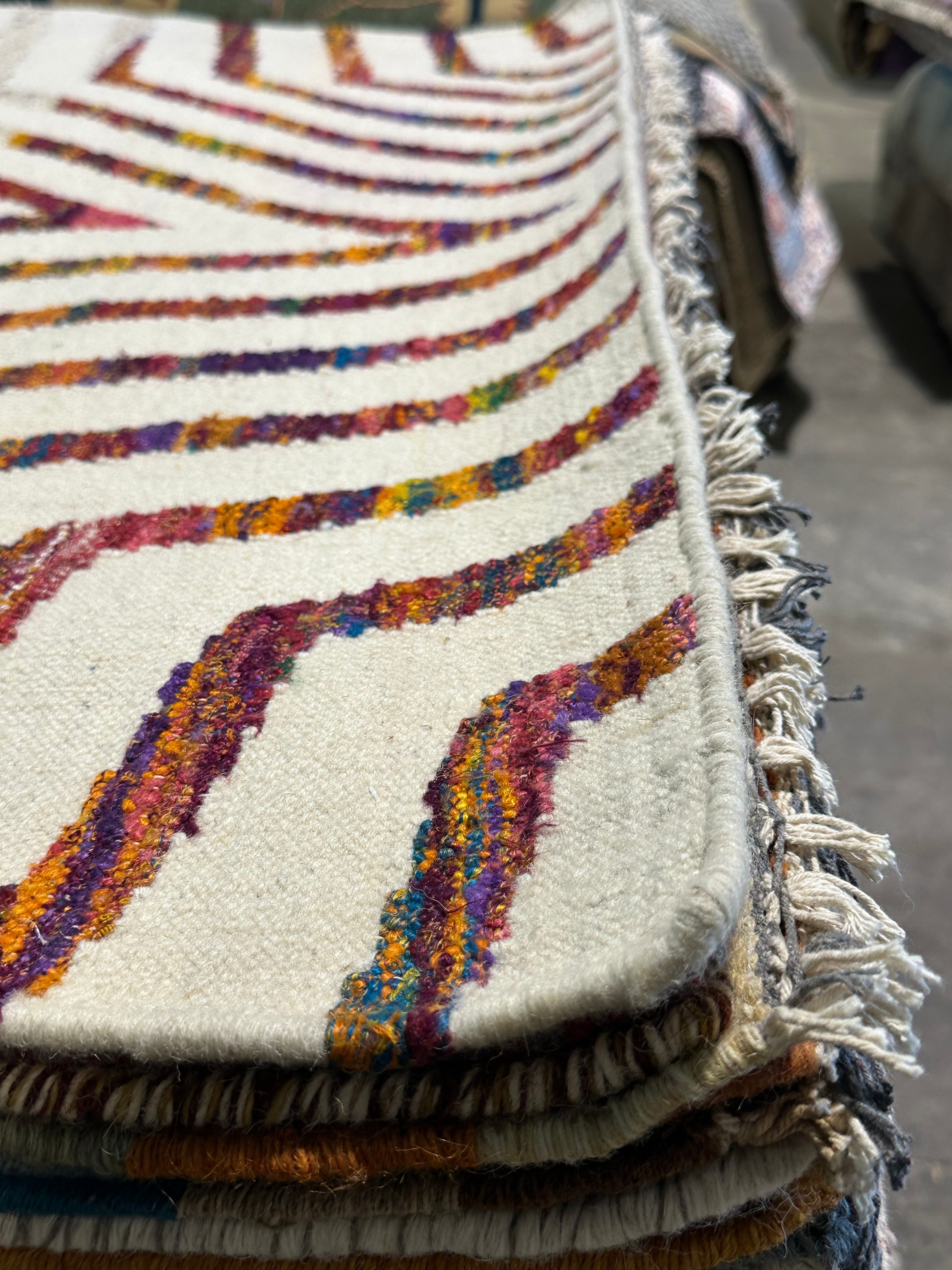 Dance Party USA 4x5.9 Star Handwoven Durrie Rug
