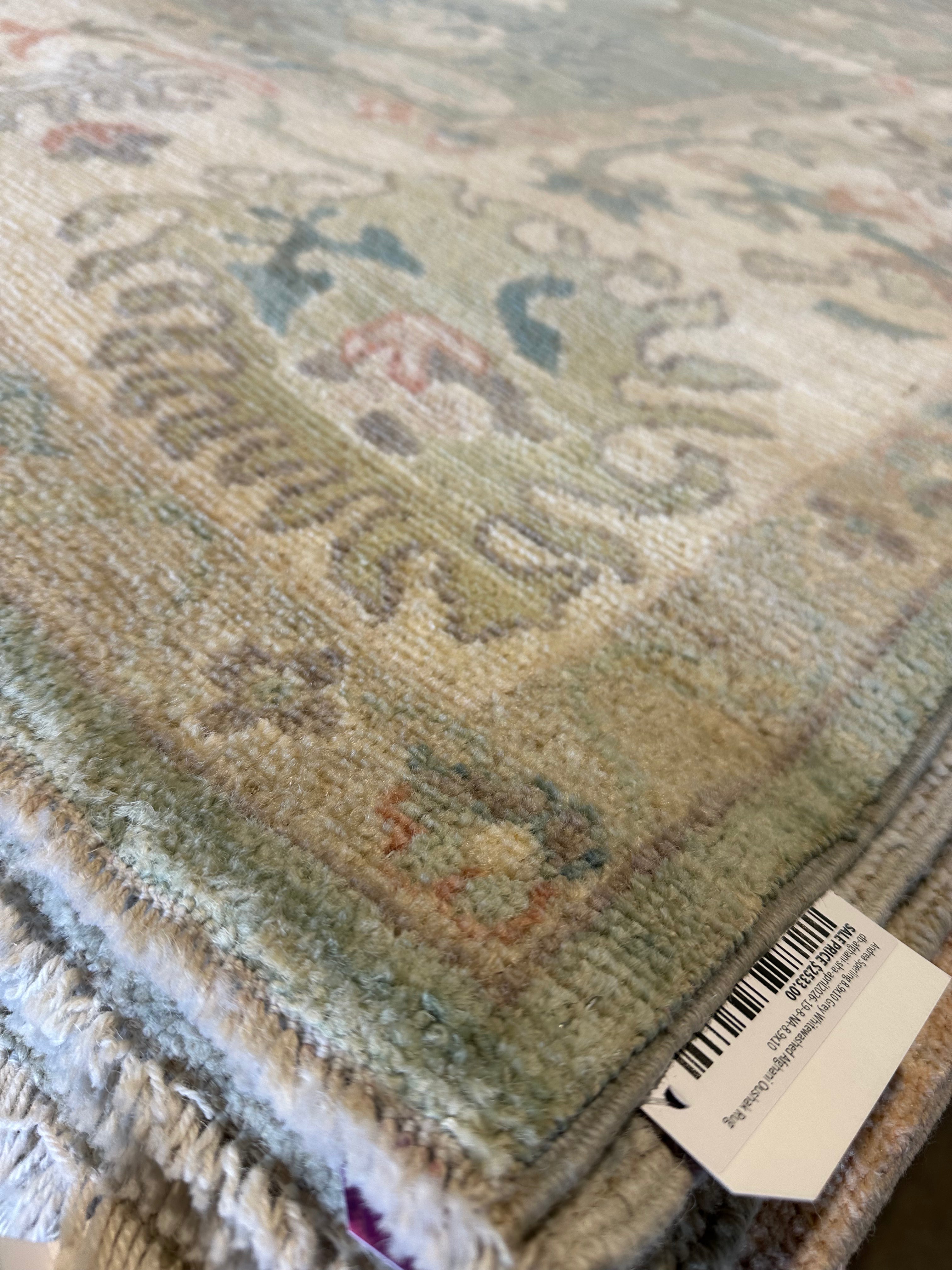 Alashka 8x10.2 Blue Afghani Whitewashed Oushak