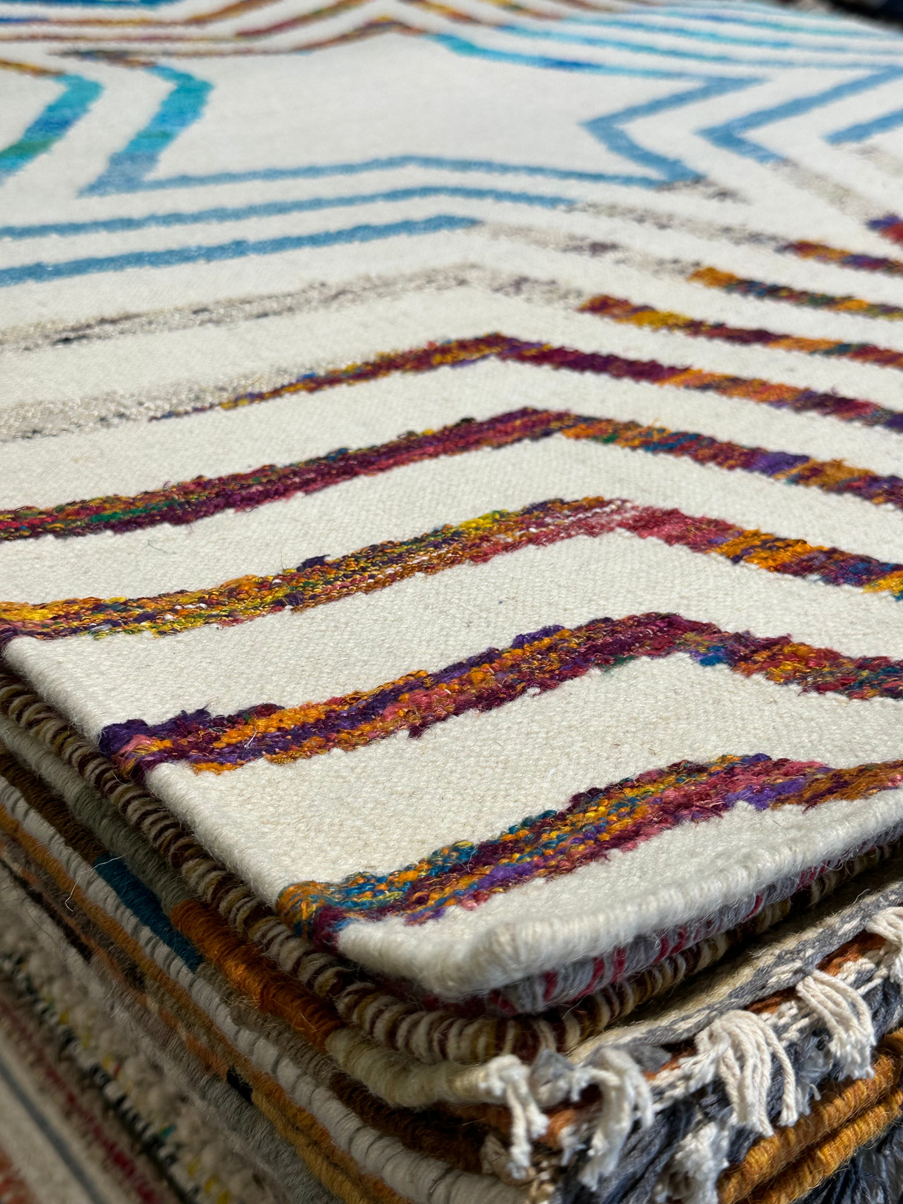 Dance Party USA 4x5.9 Star Handwoven Durrie Rug