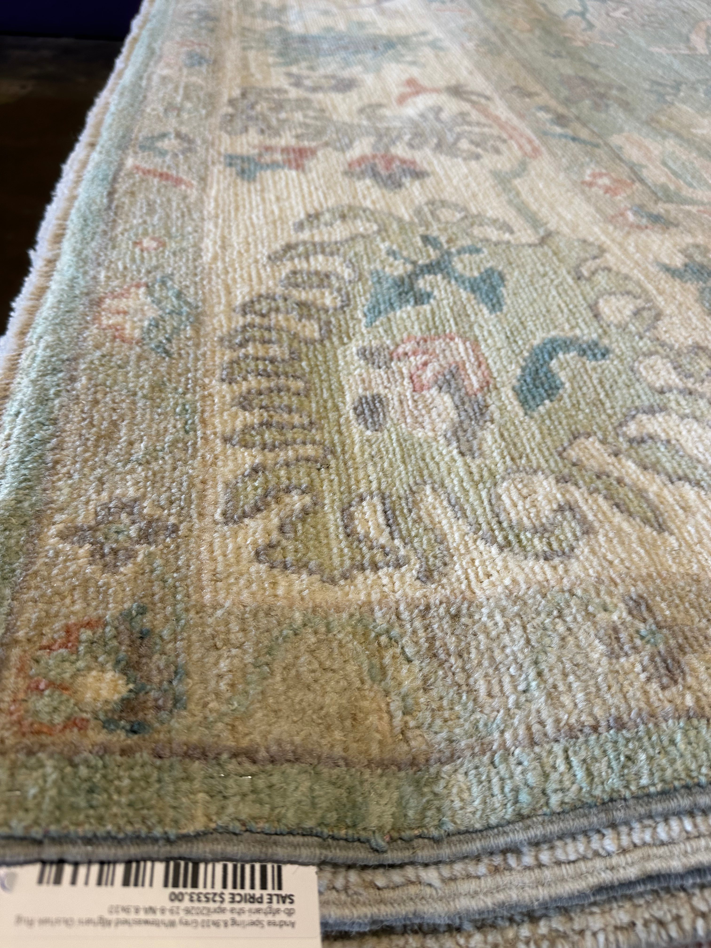 Alashka 8x10.2 Blue Afghani Whitewashed Oushak