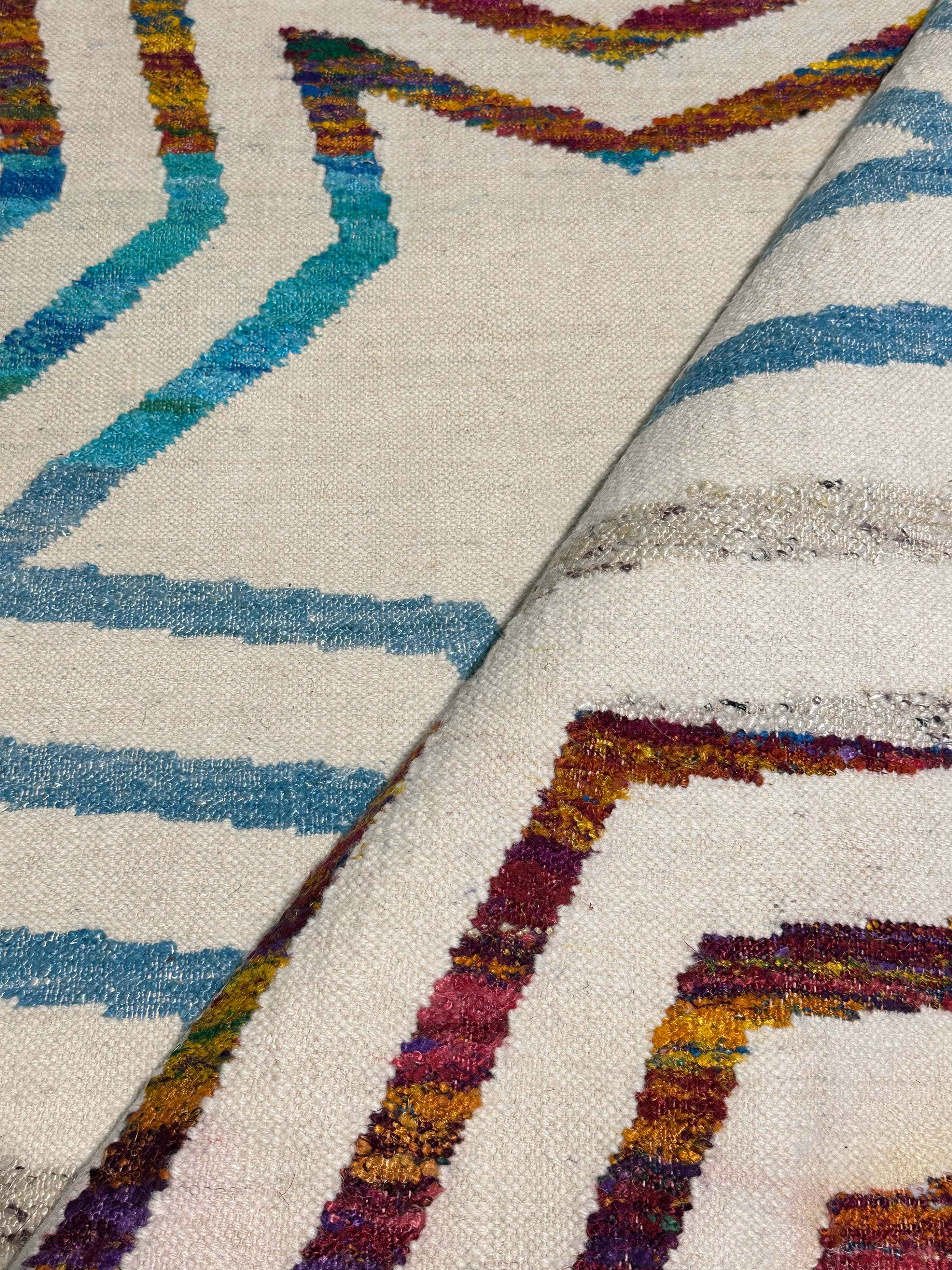 Dance Party USA 4x5.9 Star Handwoven Durrie Rug