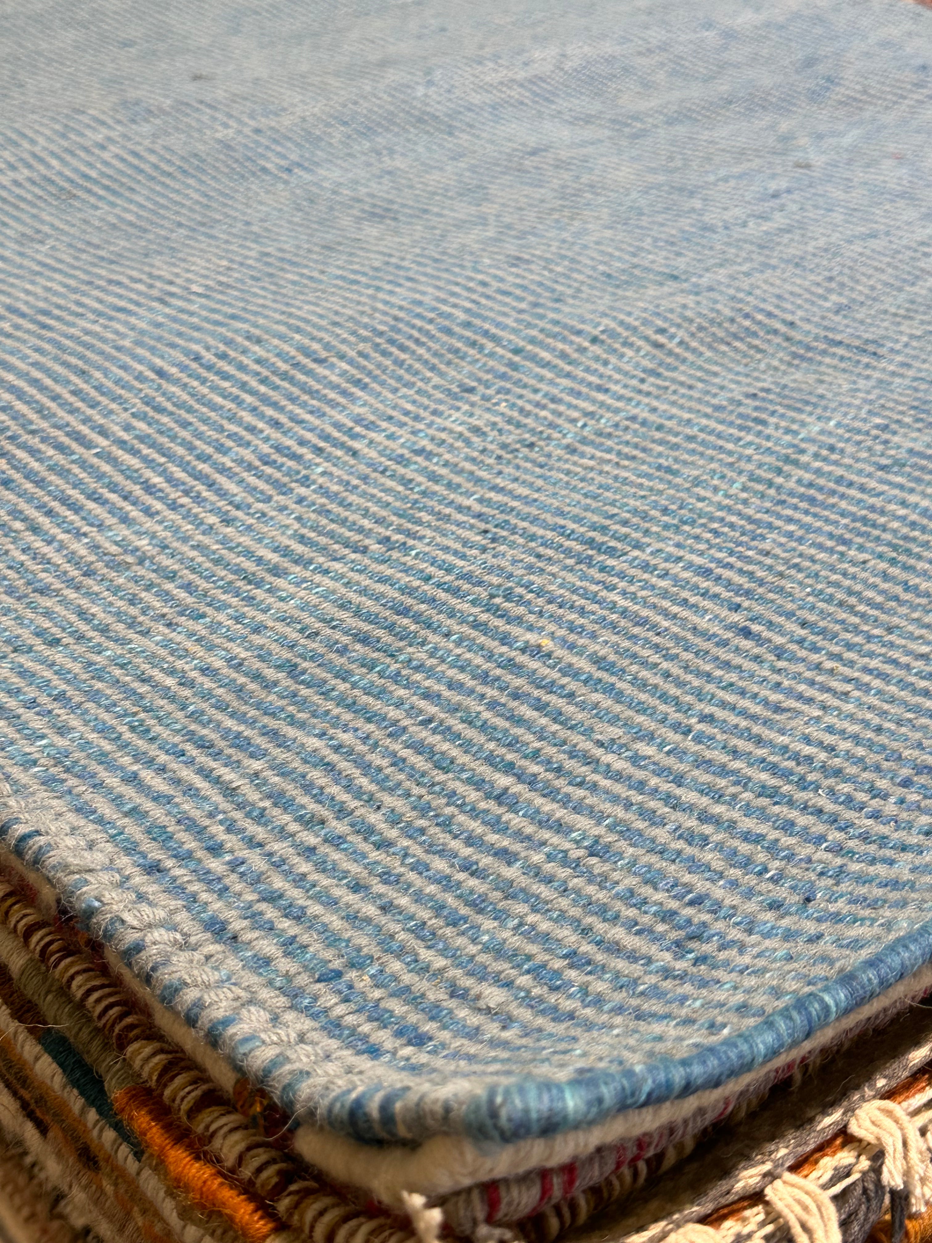 The General 4x5.9 Blue Hand-woven Durrie Rug