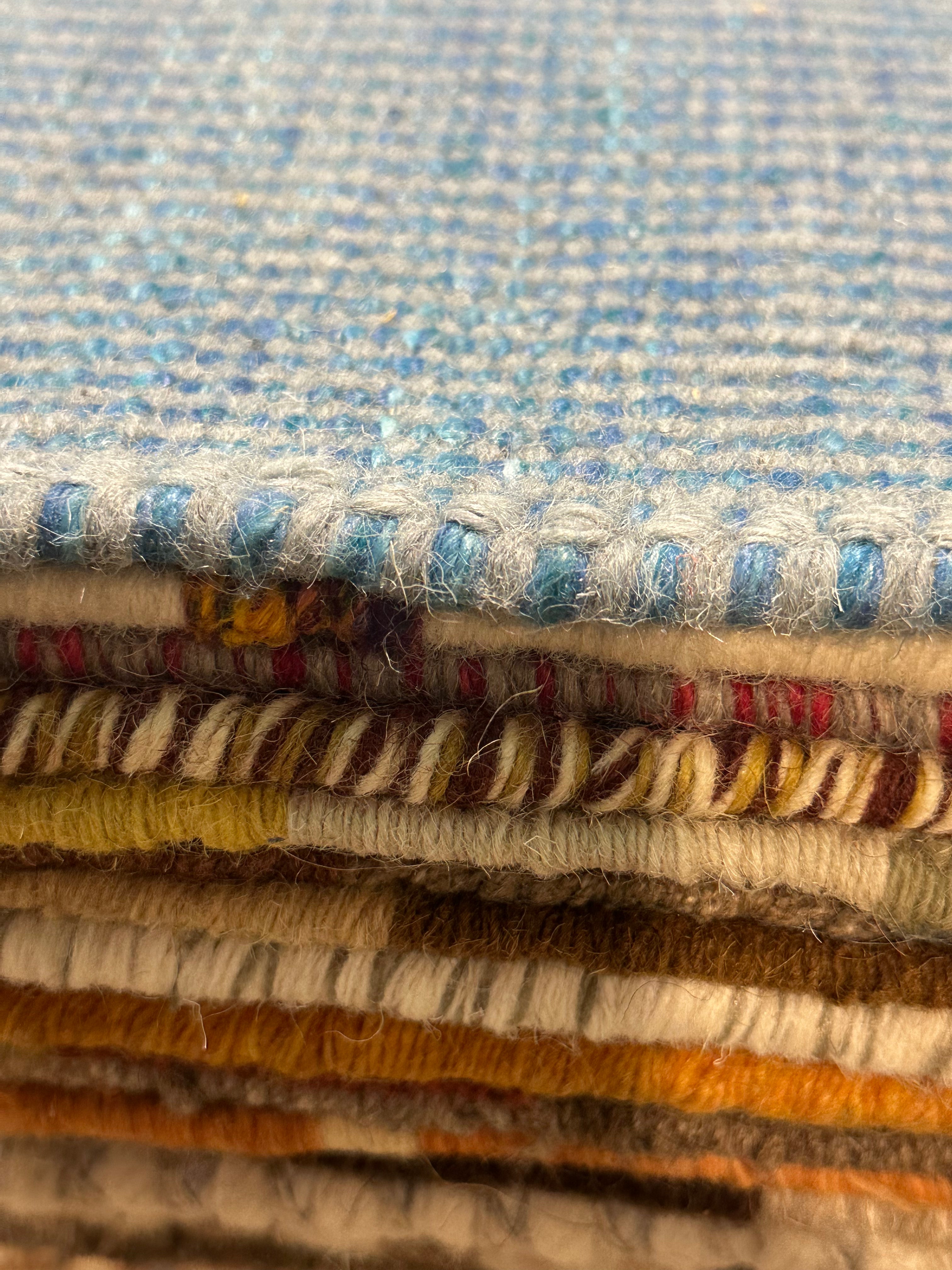 The General 4x5.9 Blue Hand-woven Durrie Rug