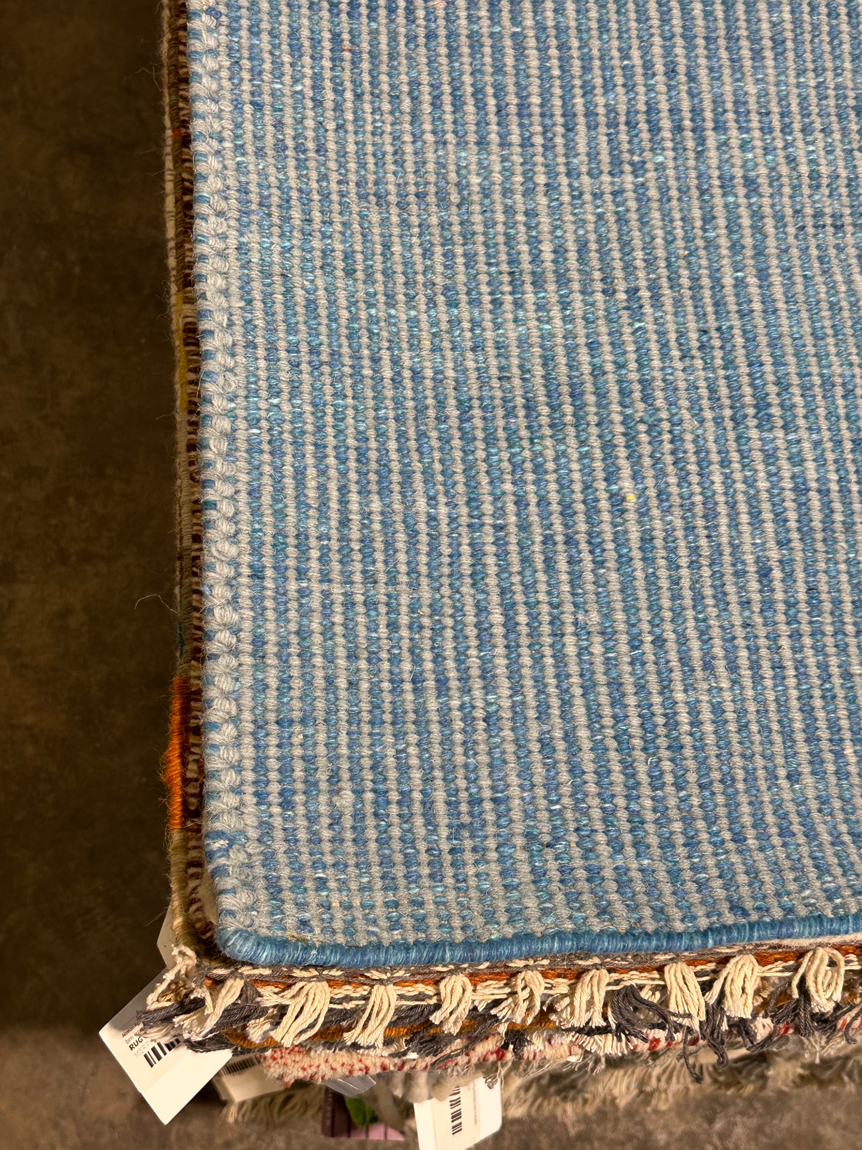 The General 4x5.9 Blue Hand-woven Durrie Rug