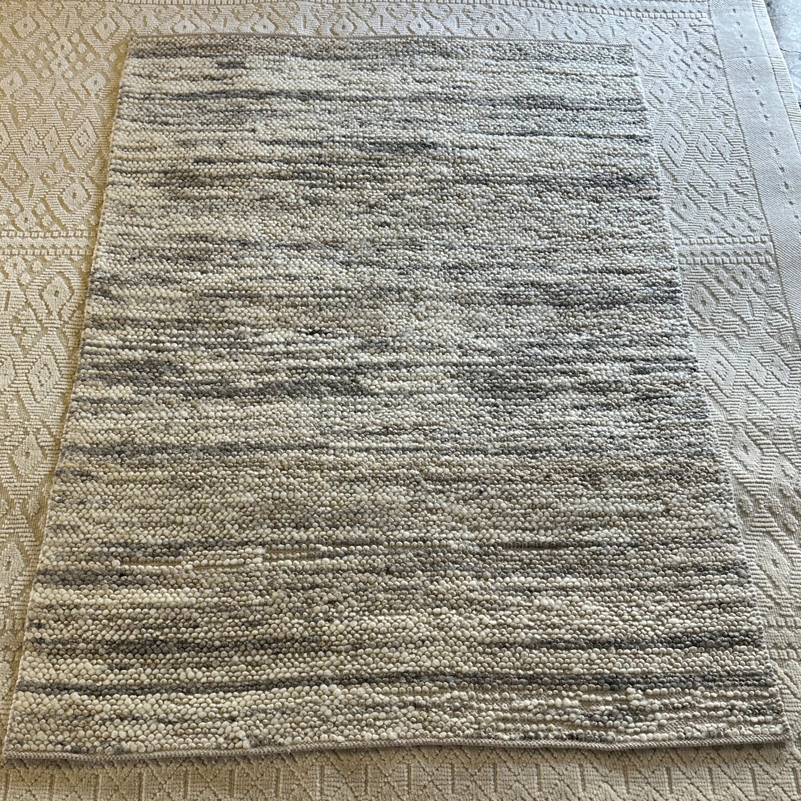 Colley Cibber Handwoven Wool Durrie Natural Grey and White Goti Rug (Multiple Sizes Available)