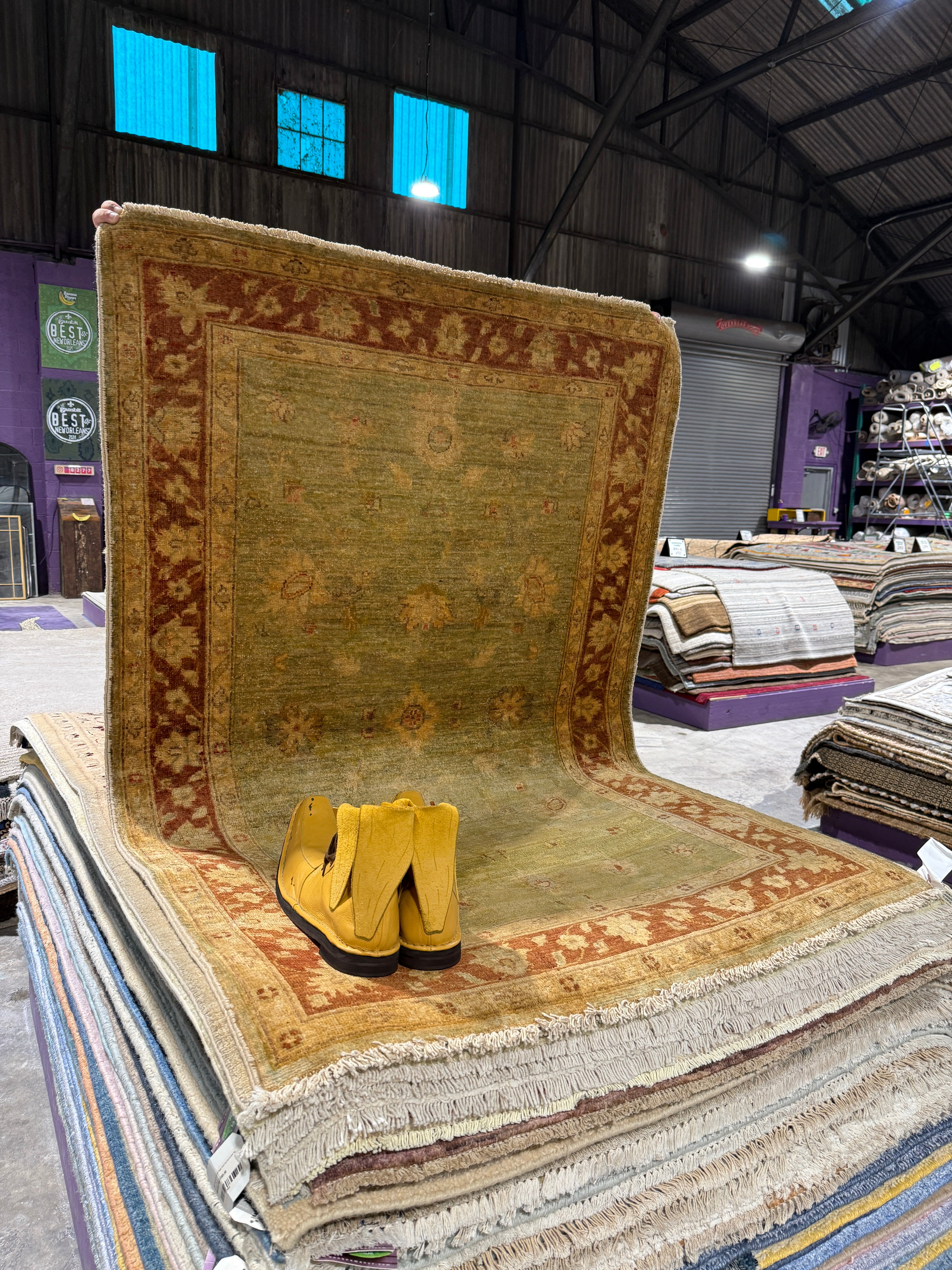 Sage Shirley 3.9x5.7 Afghani Oushak Sage Green Rug