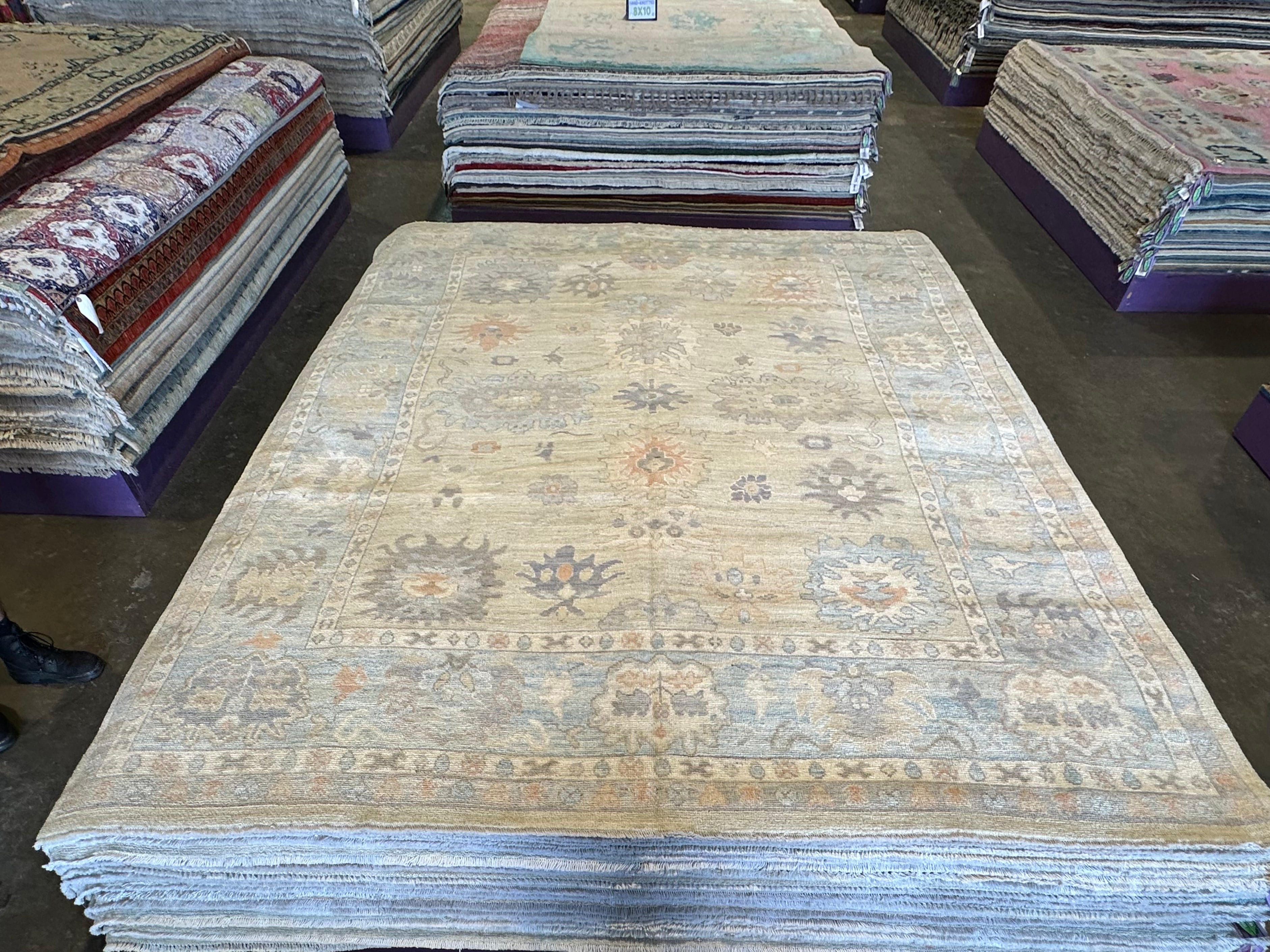 Alexandria Arnold 8.1x9.11 Blue Afghani Whitewashed Oushak