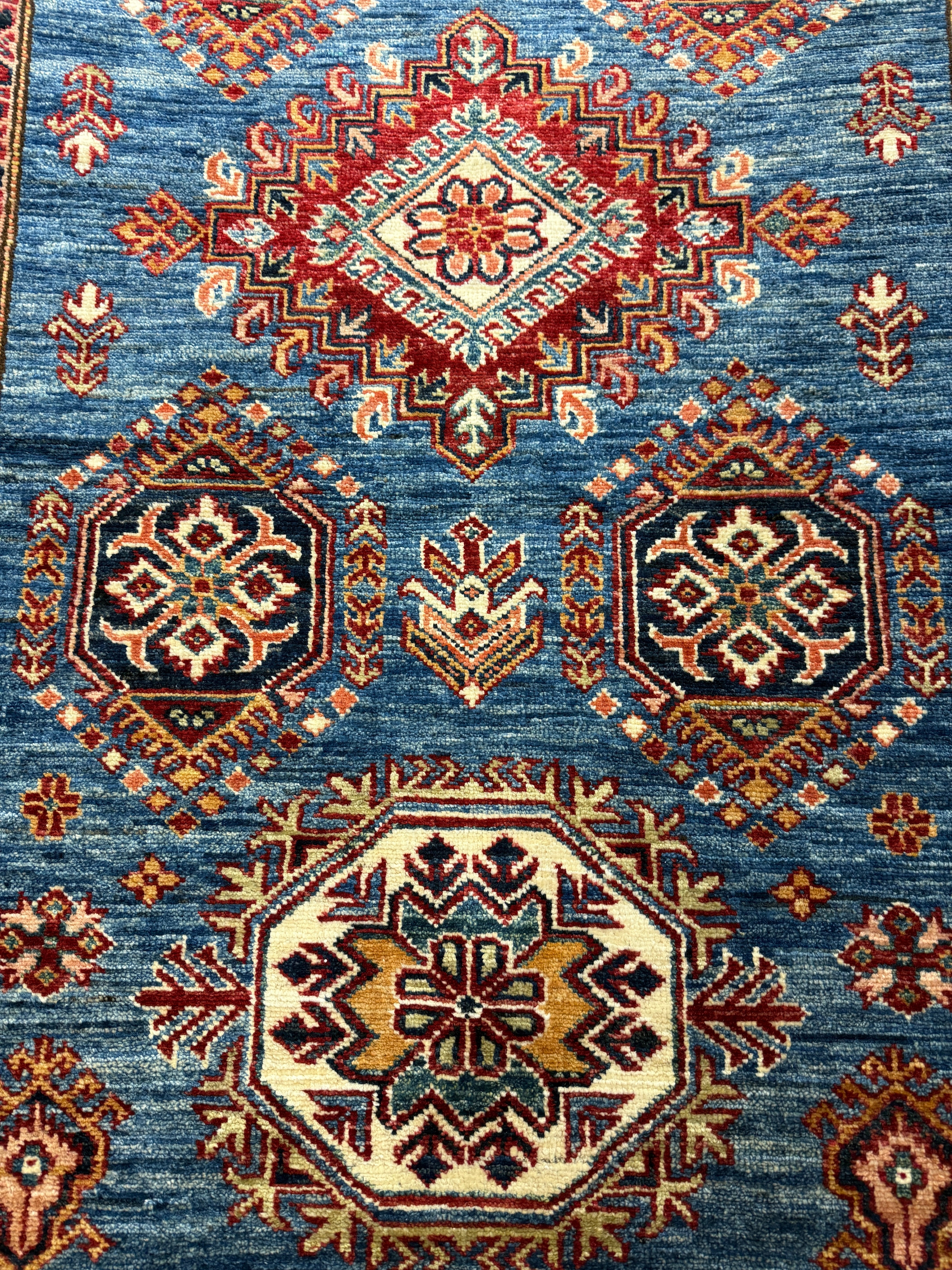 Valeria Cervello 4.2x6.5 Afghani Kazak Blue Rug
