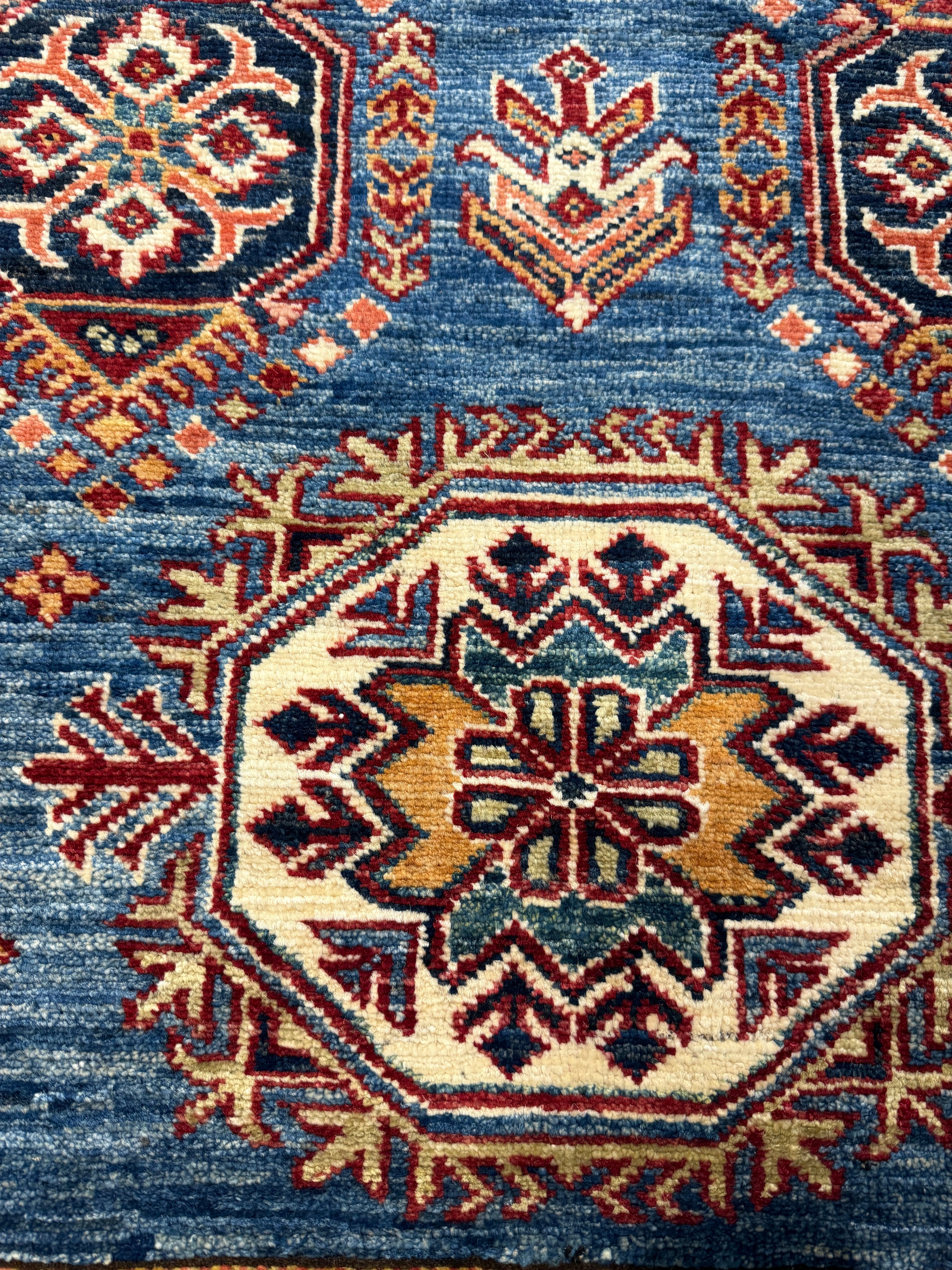 Valeria Cervello 4.2x6.5 Afghani Kazak Blue Rug