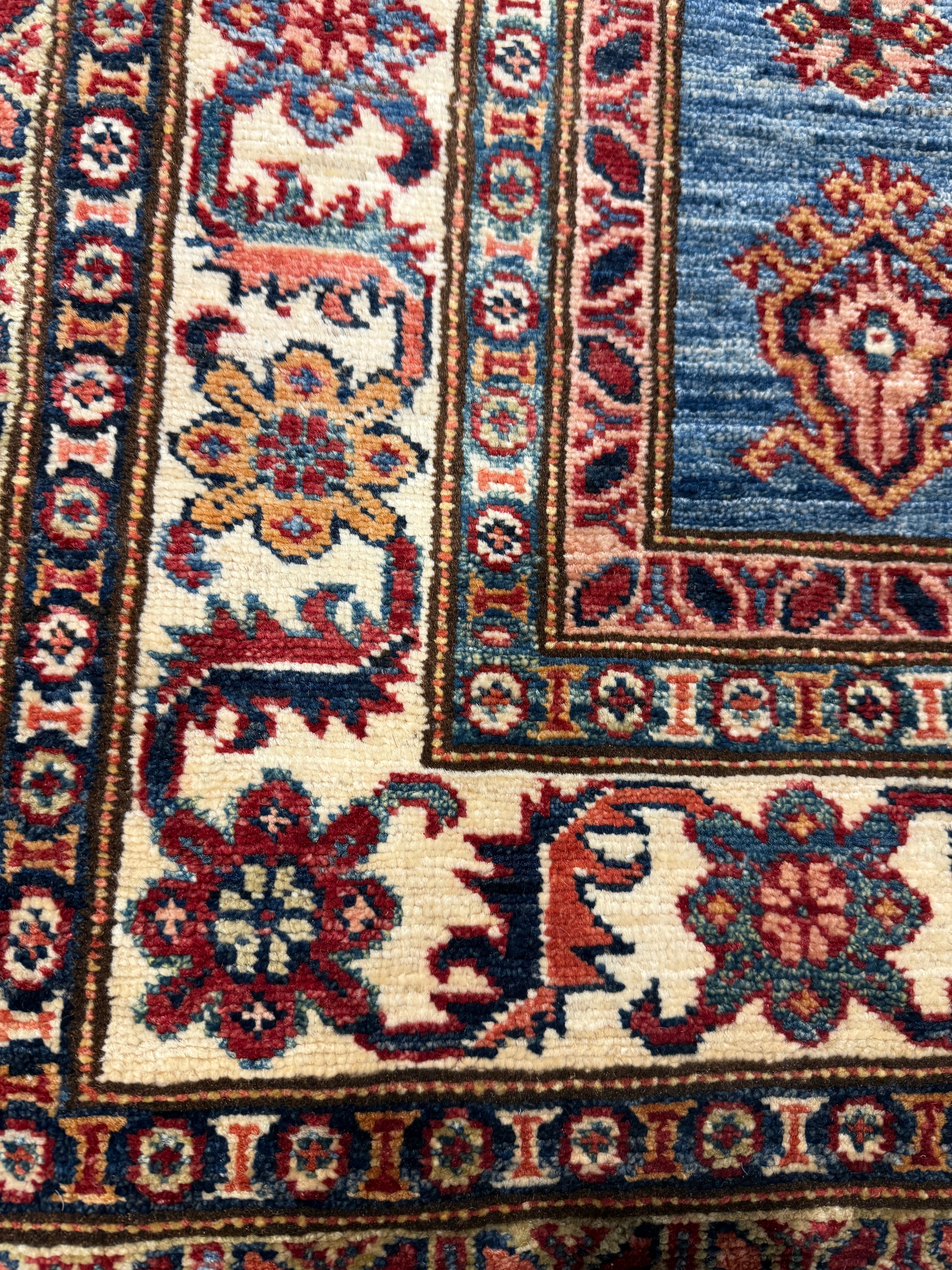 Valeria Cervello 4.2x6.5 Afghani Kazak Blue Rug
