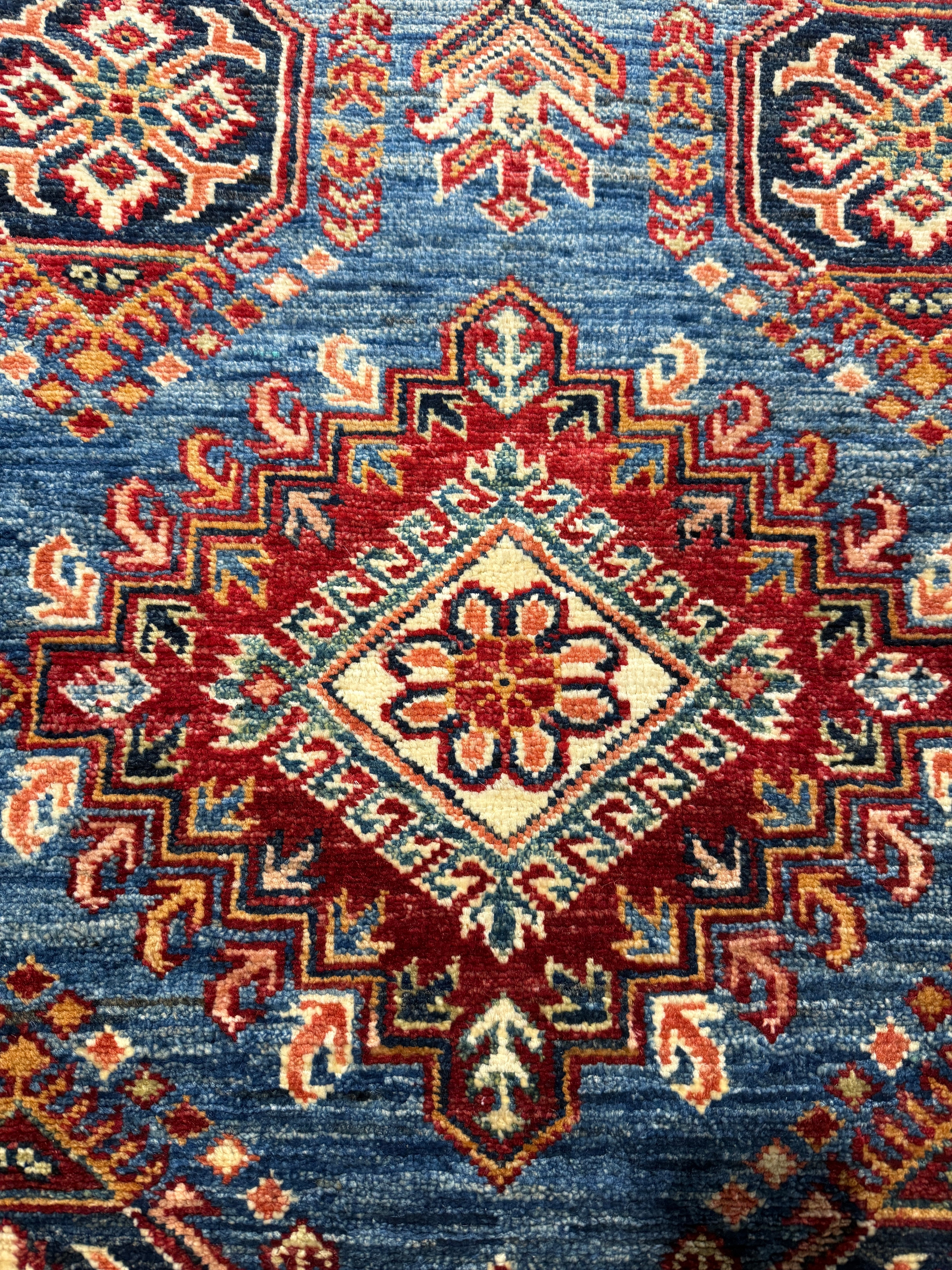 Valeria Cervello 4.2x6.5 Afghani Kazak Blue Rug