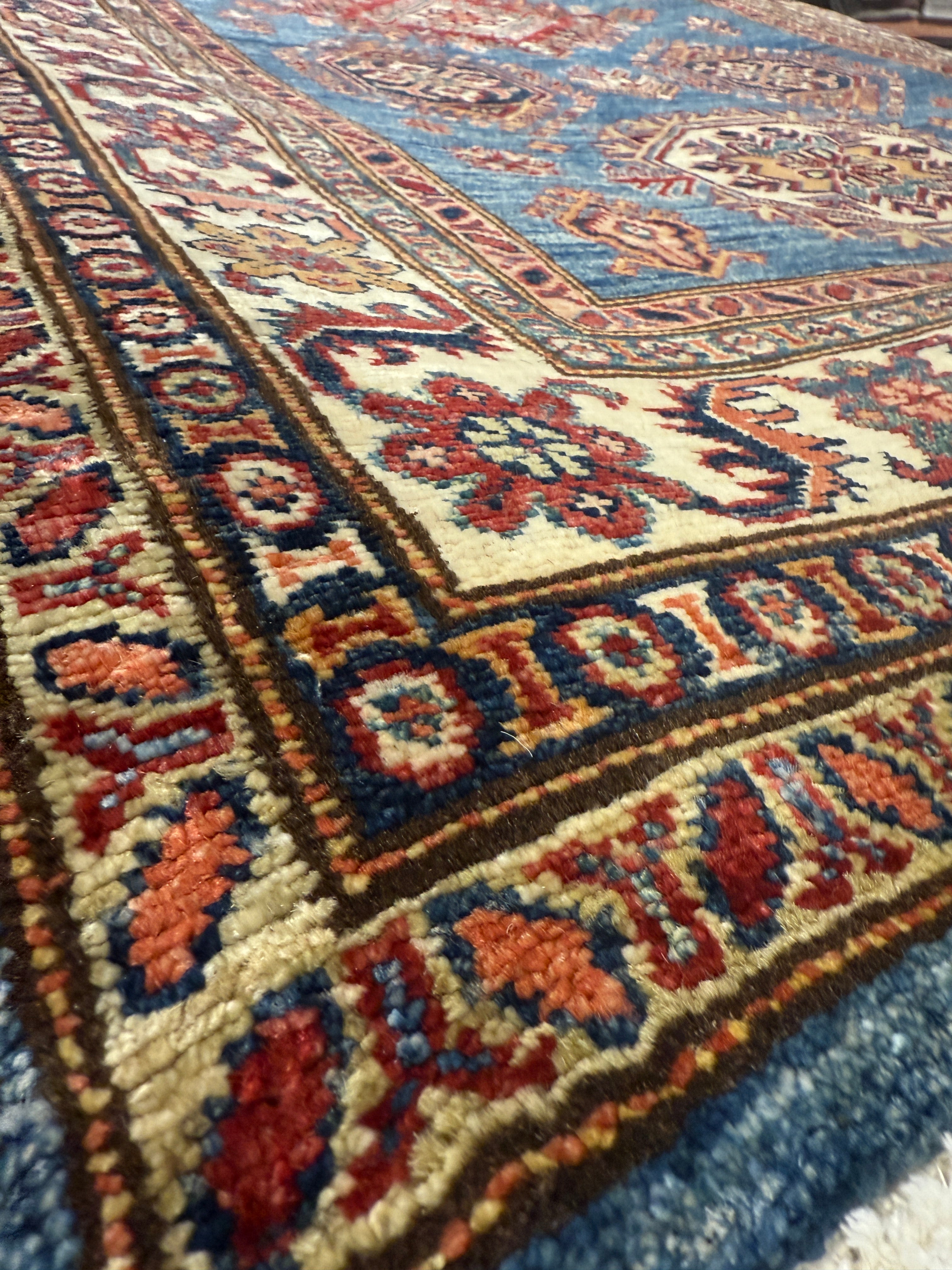 Valeria Cervello 4.2x6.5 Afghani Kazak Blue Rug