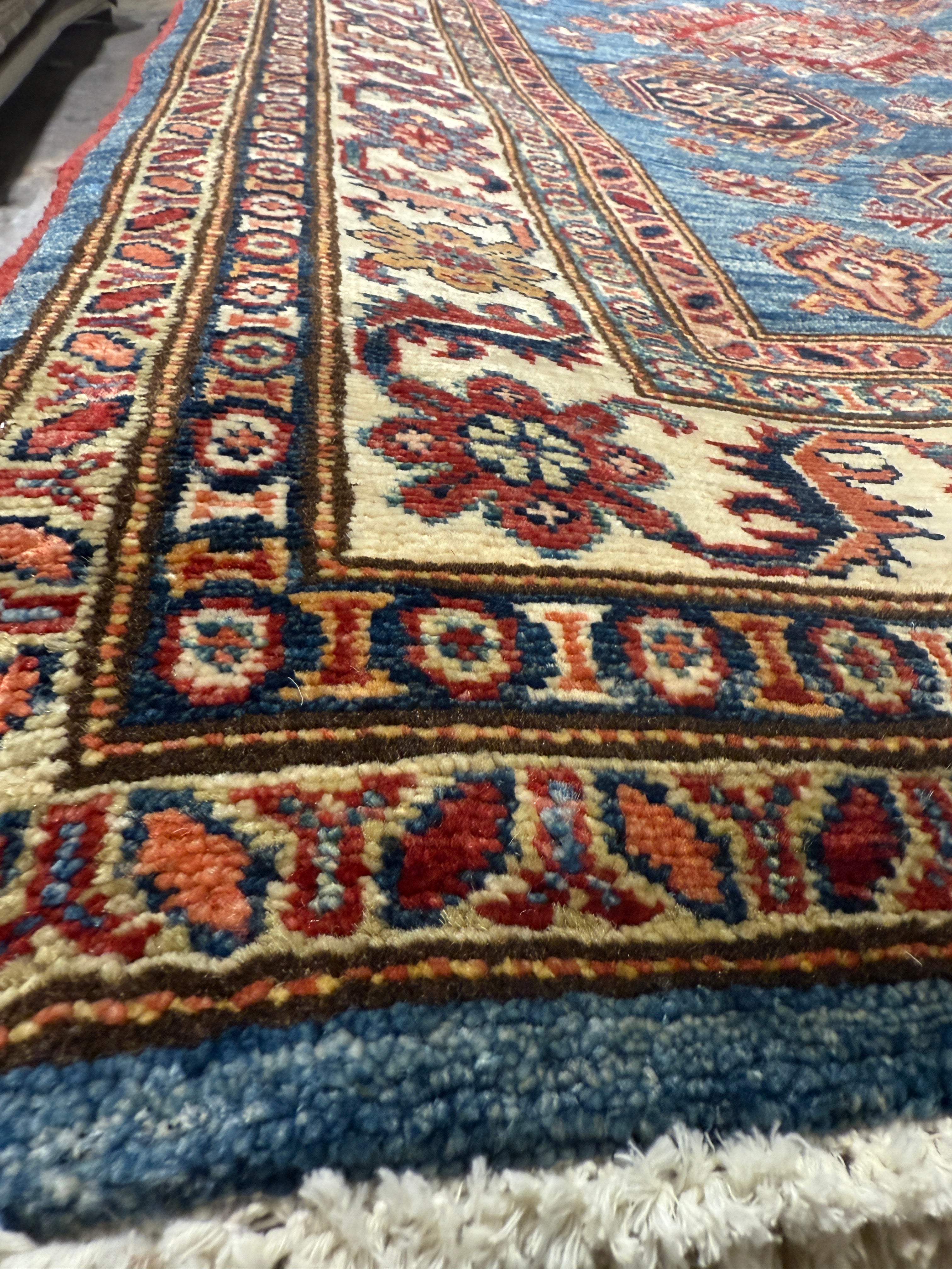Valeria Cervello 4.2x6.5 Afghani Kazak Blue Rug