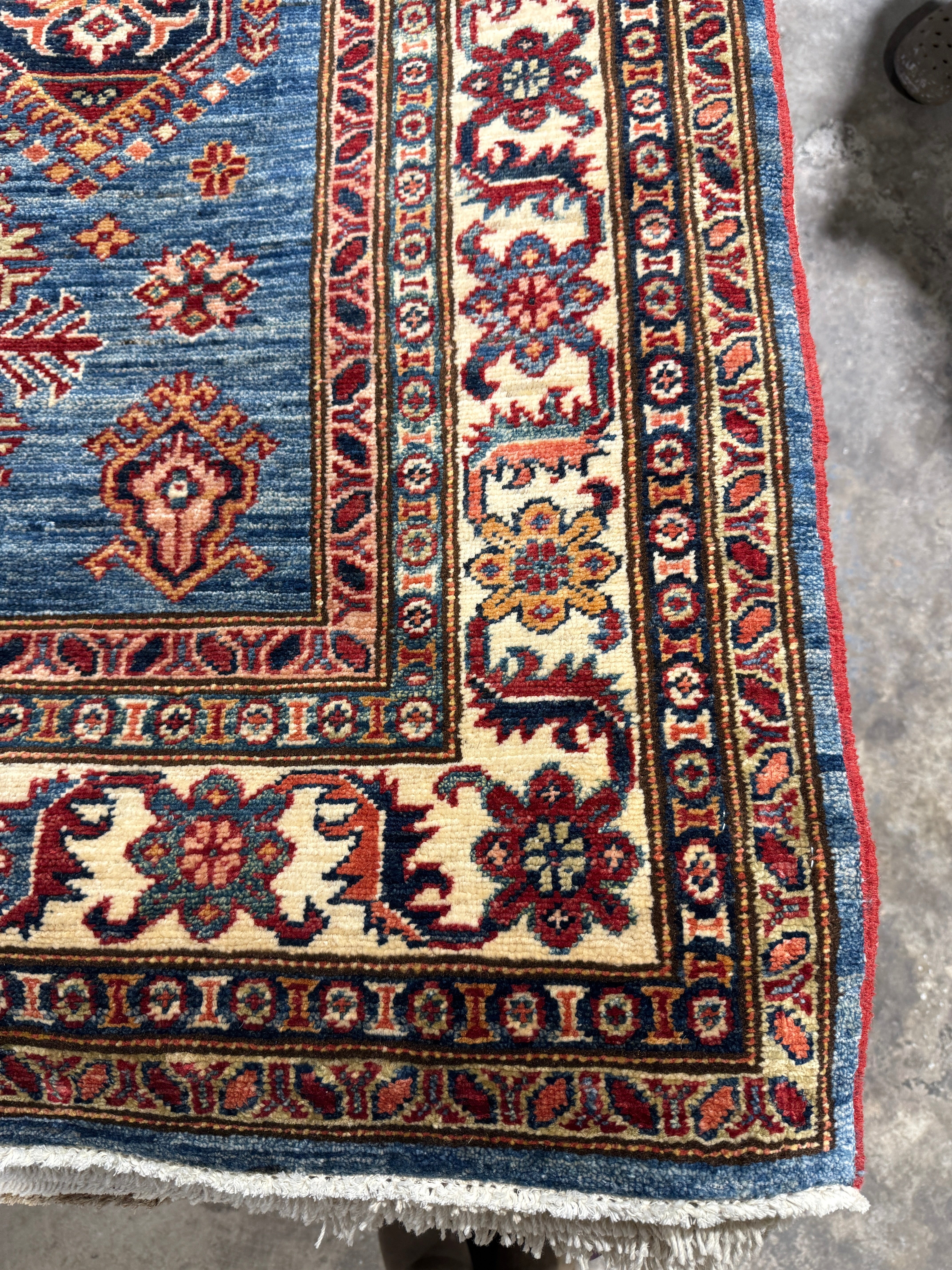 Valeria Cervello 4.2x6.5 Afghani Kazak Blue Rug