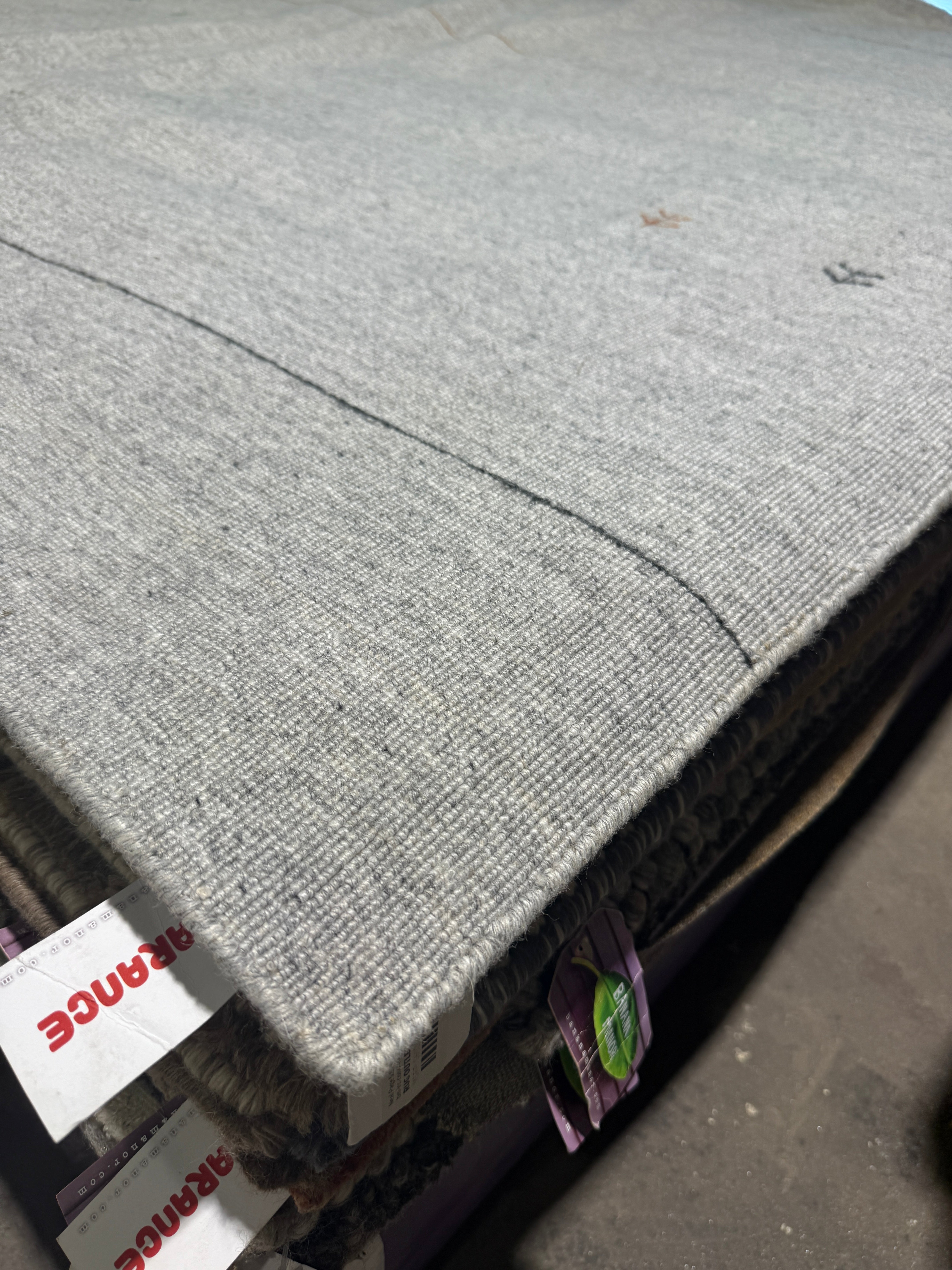 Van by the River 6.6x8.3 Silver Handwoven Durrie Rug CLEARANCE