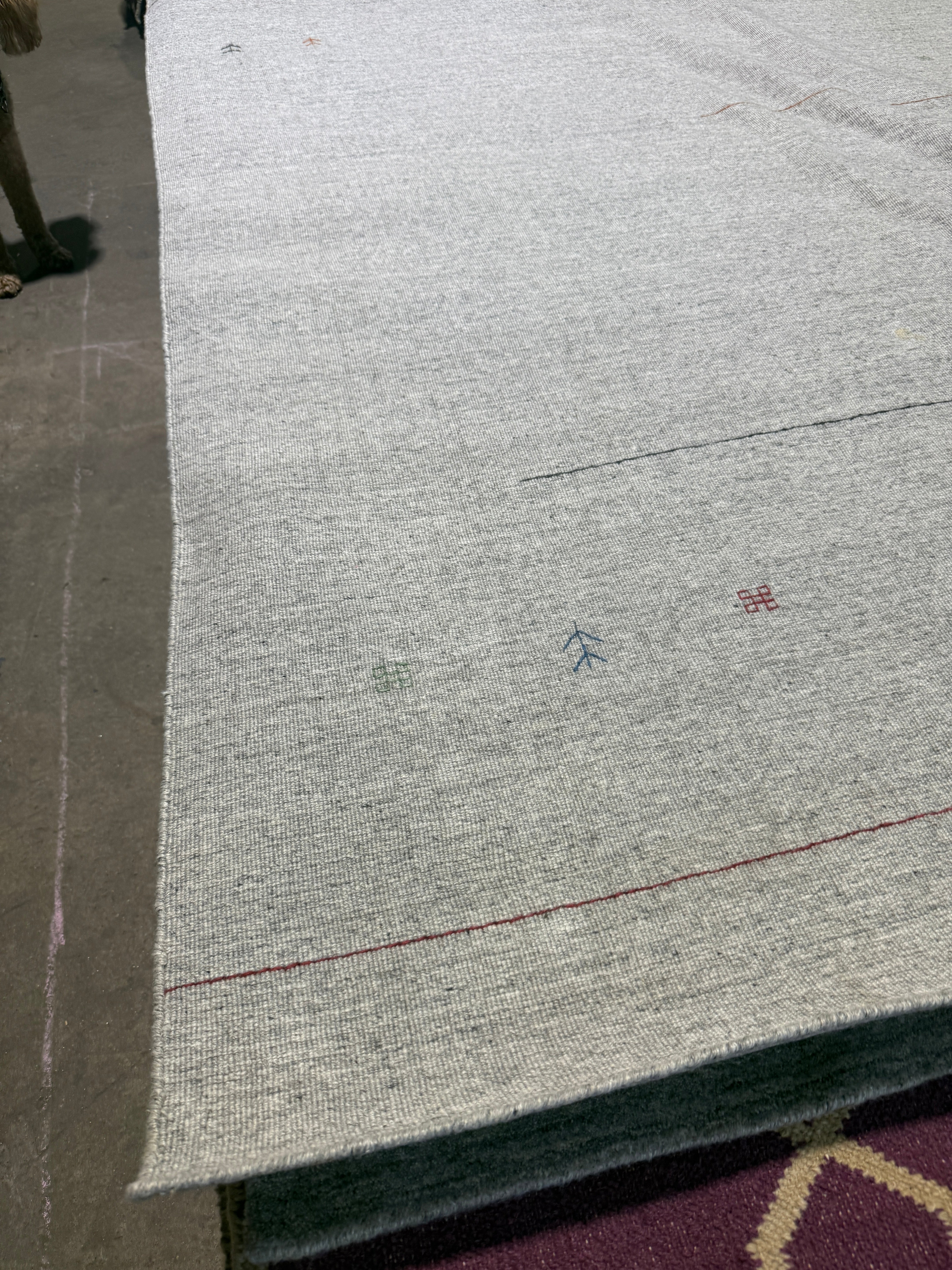 Van by the River 6.6x8.3 Silver Handwoven Durrie Rug CLEARANCE