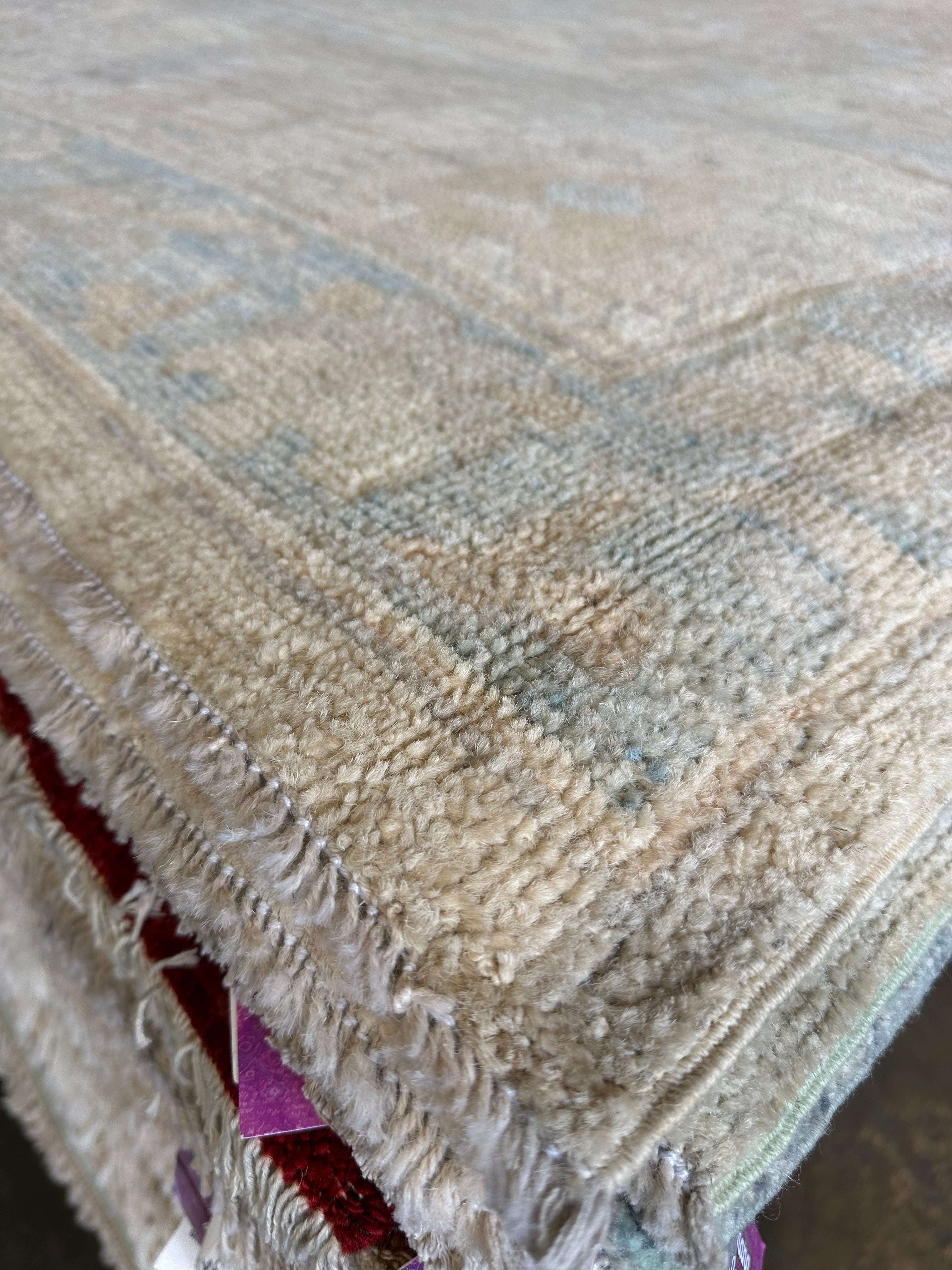 Maggie Parto 9.10x13.9 Cream Afghani Whitewashed Oushak