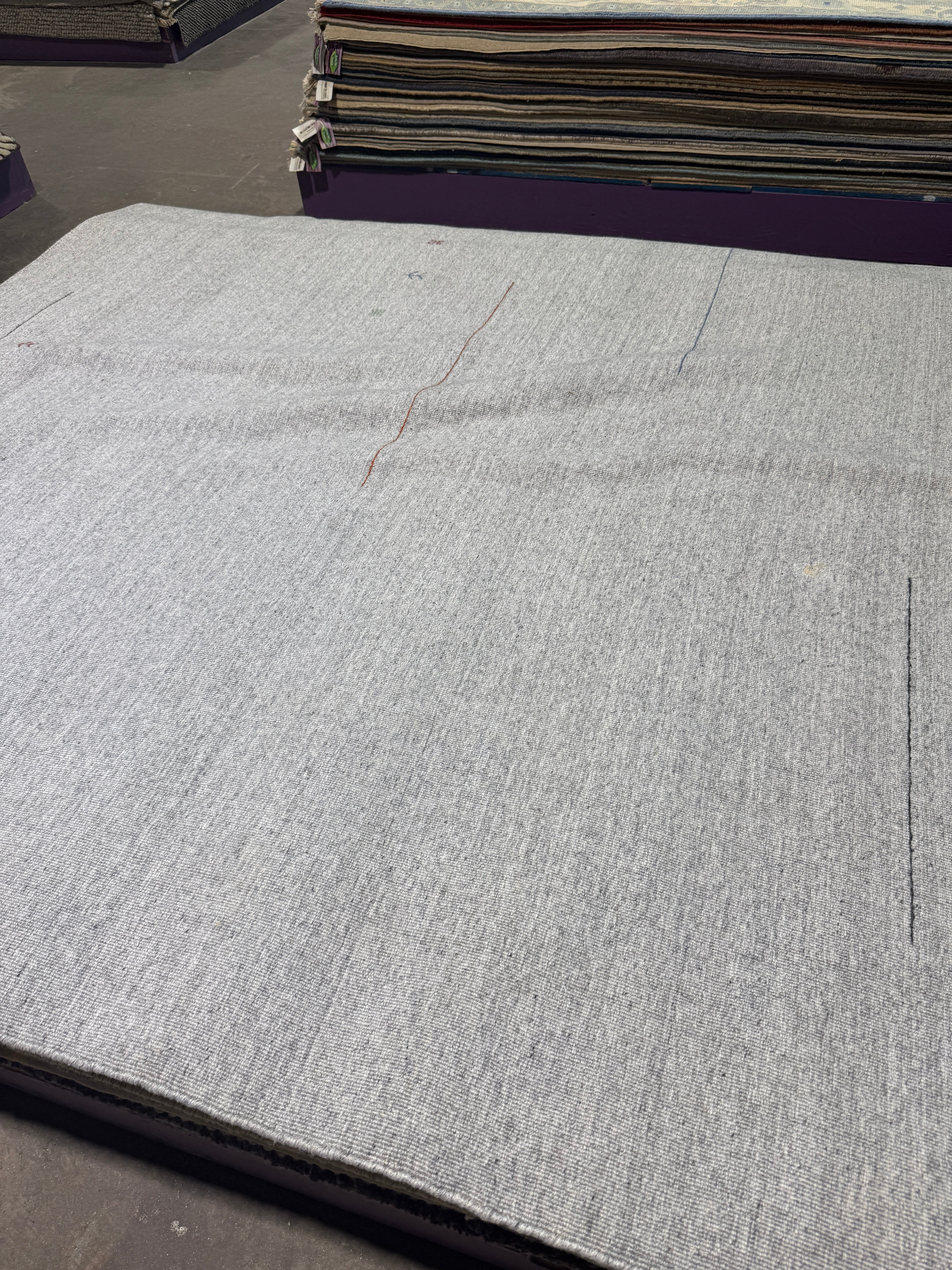 Van by the River 6.6x8.3 Silver Handwoven Durrie Rug CLEARANCE