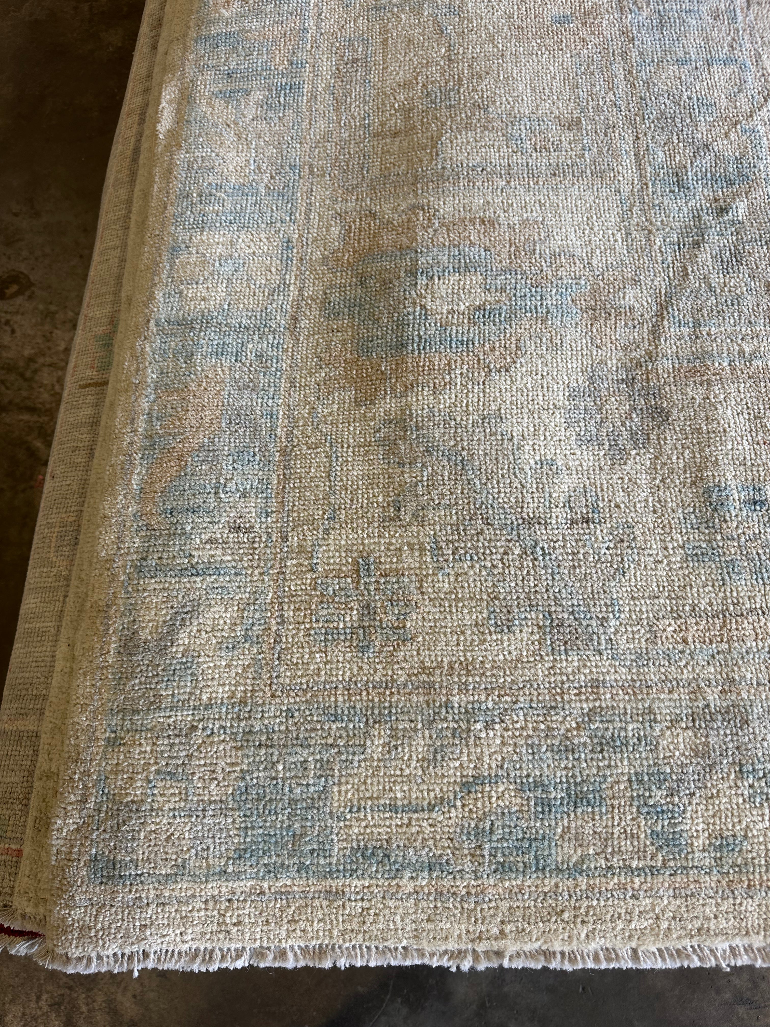 Maggie Parto 9.10x13.9 Cream Afghani Whitewashed Oushak