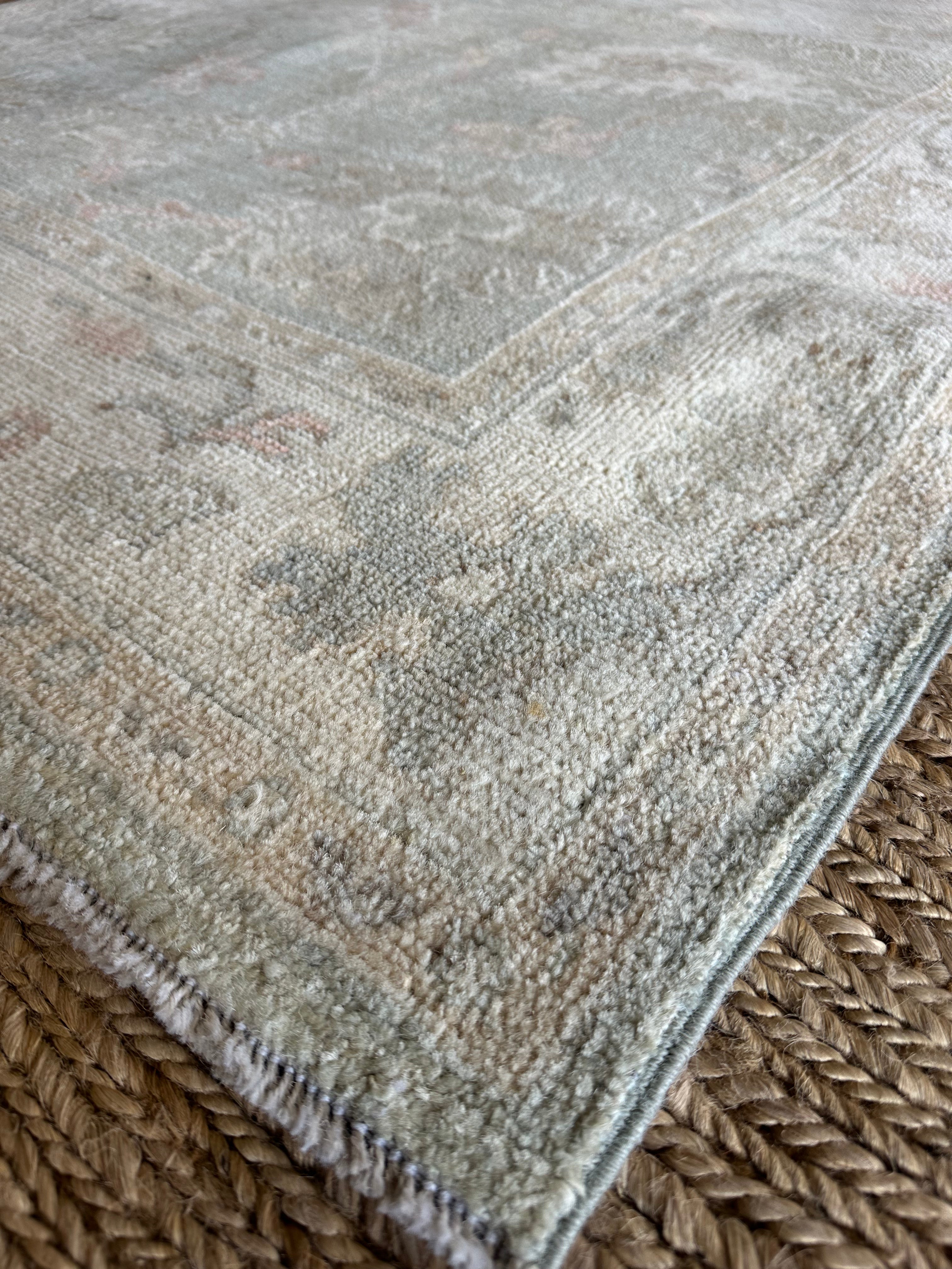 Hillary Moore 3.11x5.11 Blue Afghani Whitewashed Oushak