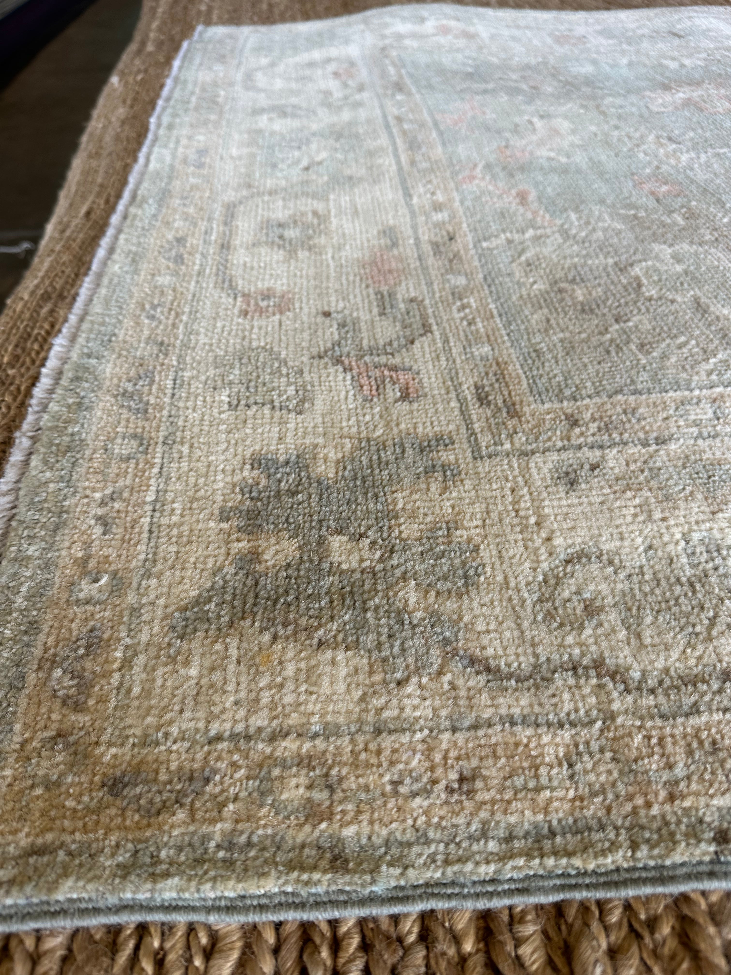 Hillary Moore 3.11x5.11 Blue Afghani Whitewashed Oushak