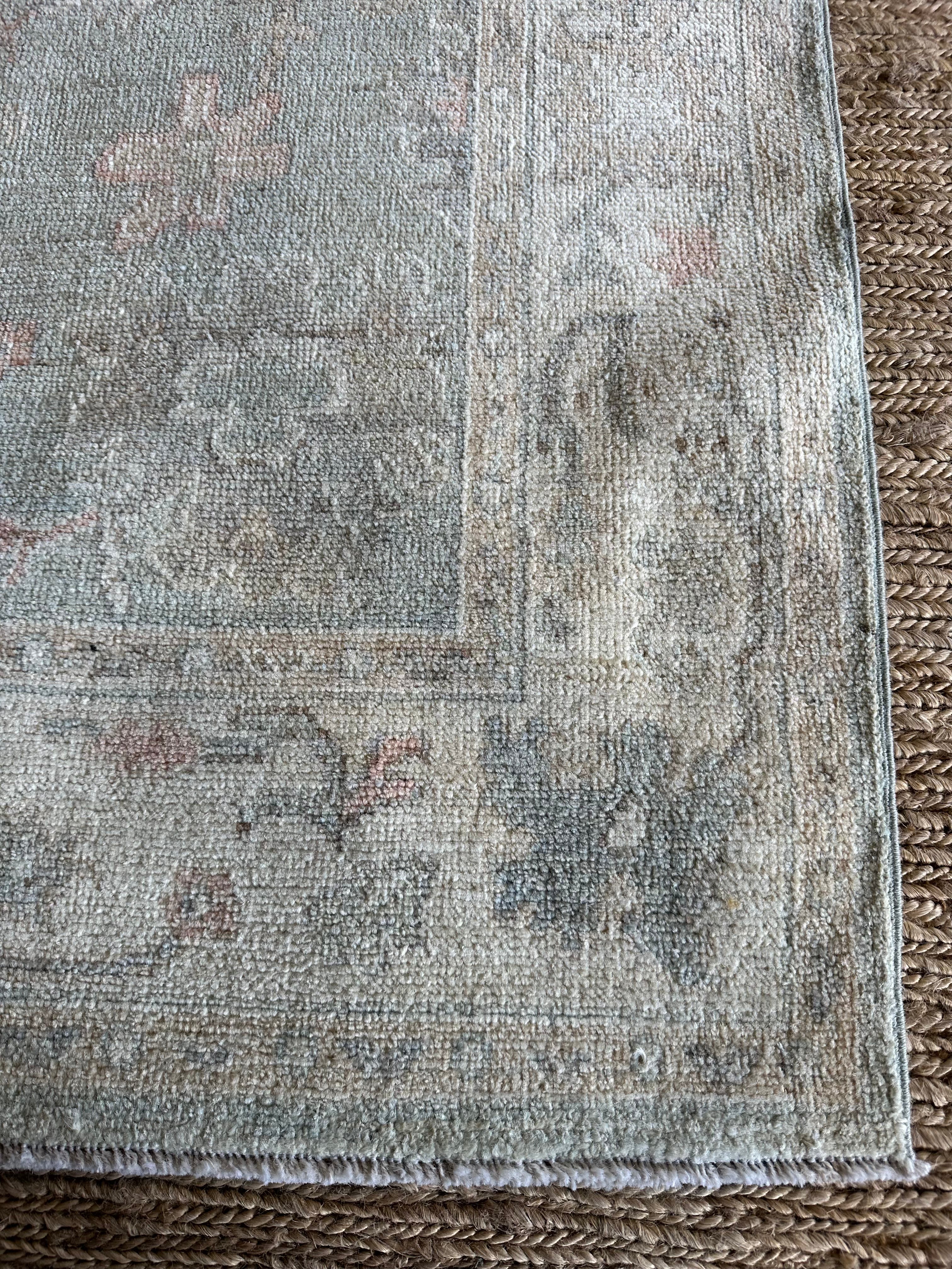 Hillary Moore 3.11x5.11 Blue Afghani Whitewashed Oushak