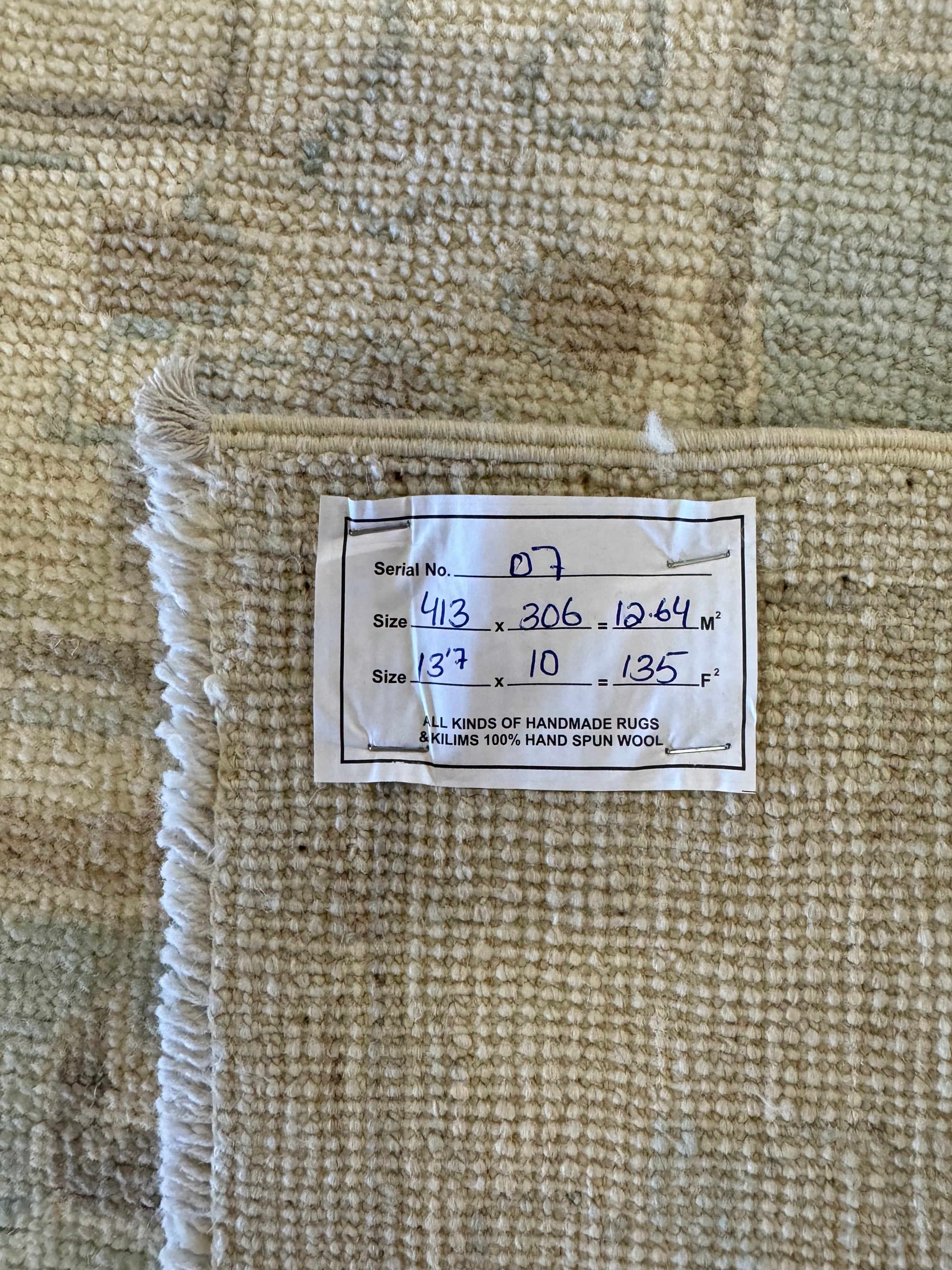 Dana Delany 10x13.7 Tan and Brown Whitewashed Afghani Oushak