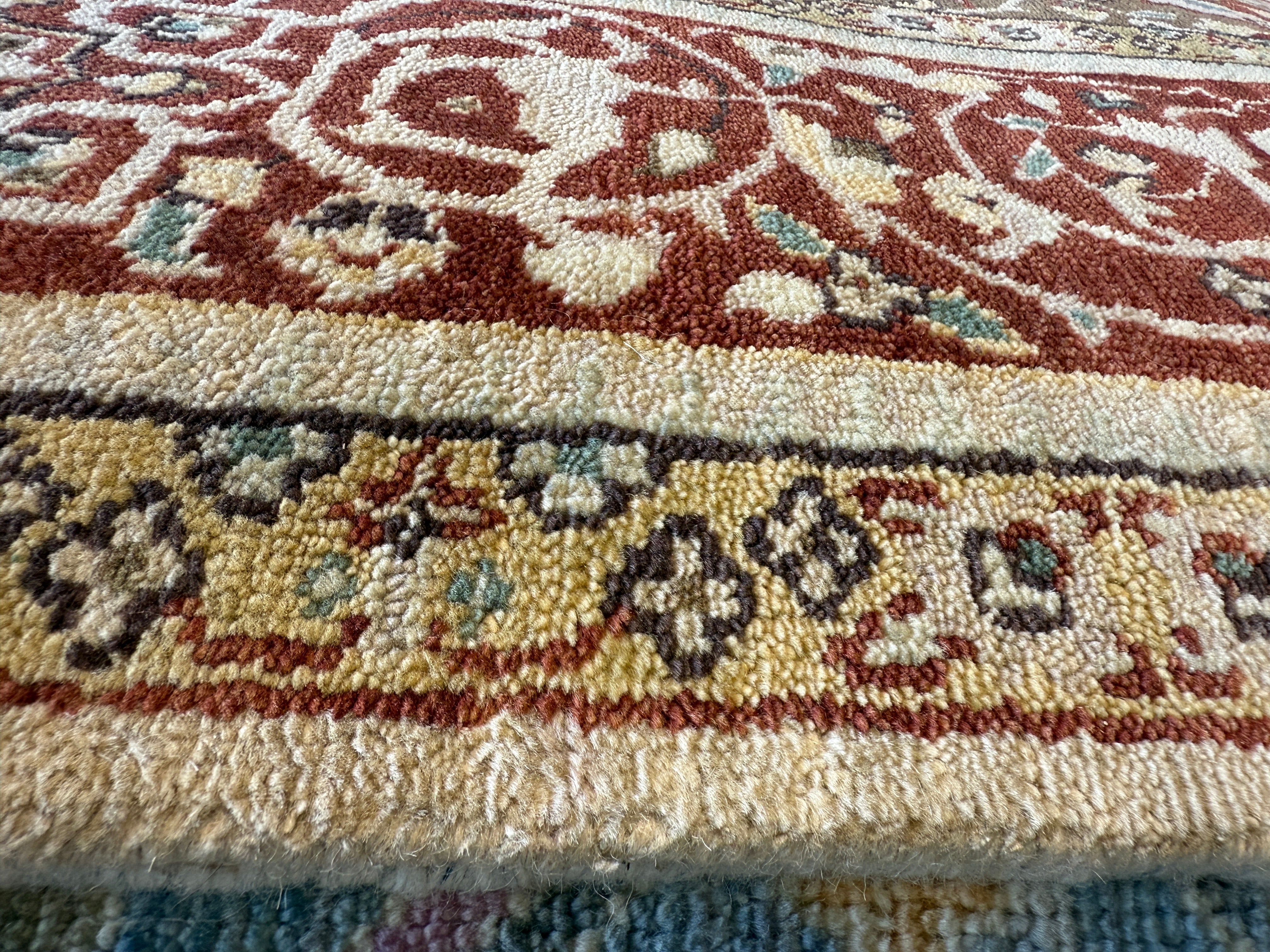 Zara Nikou Sichani 8x10 Ivory and Red Hand-Knotted Kashan Rug