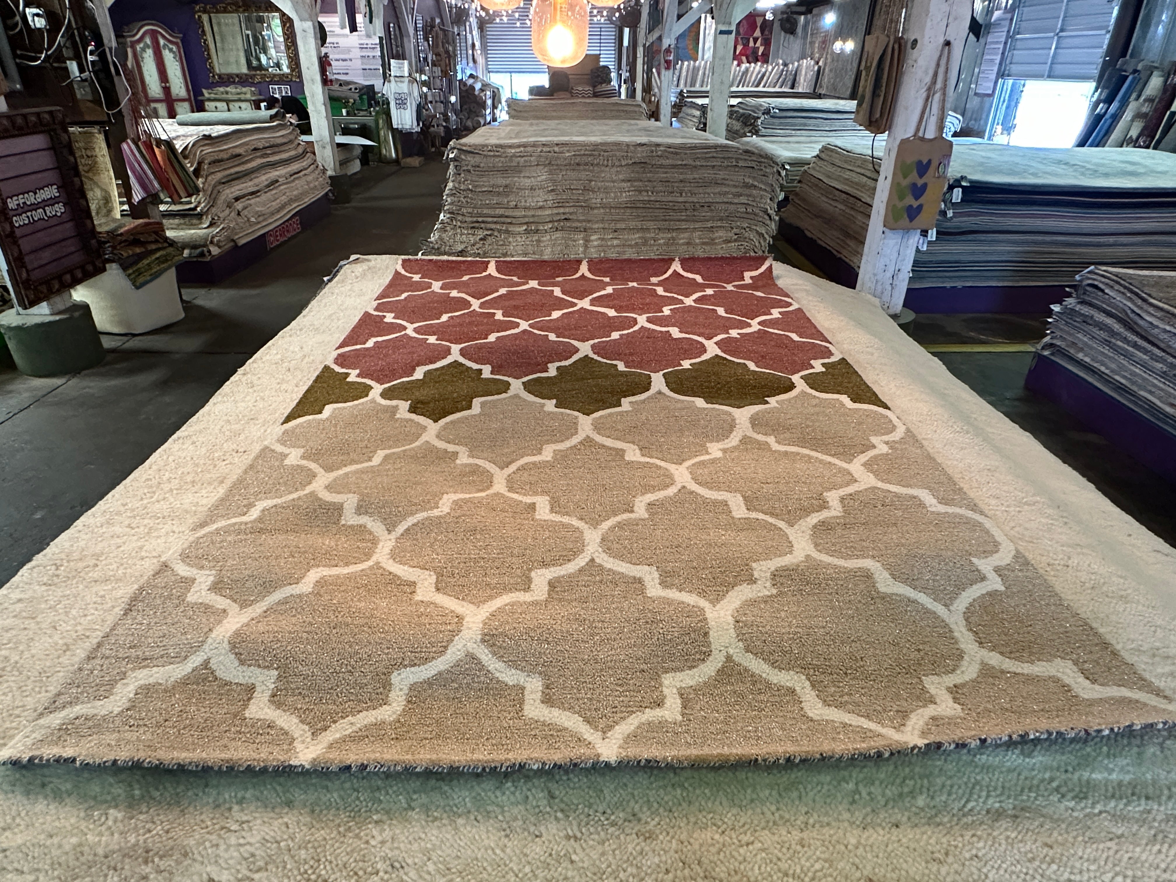 Savannah 5x8 Hand-Tufted Beige Brown Jali