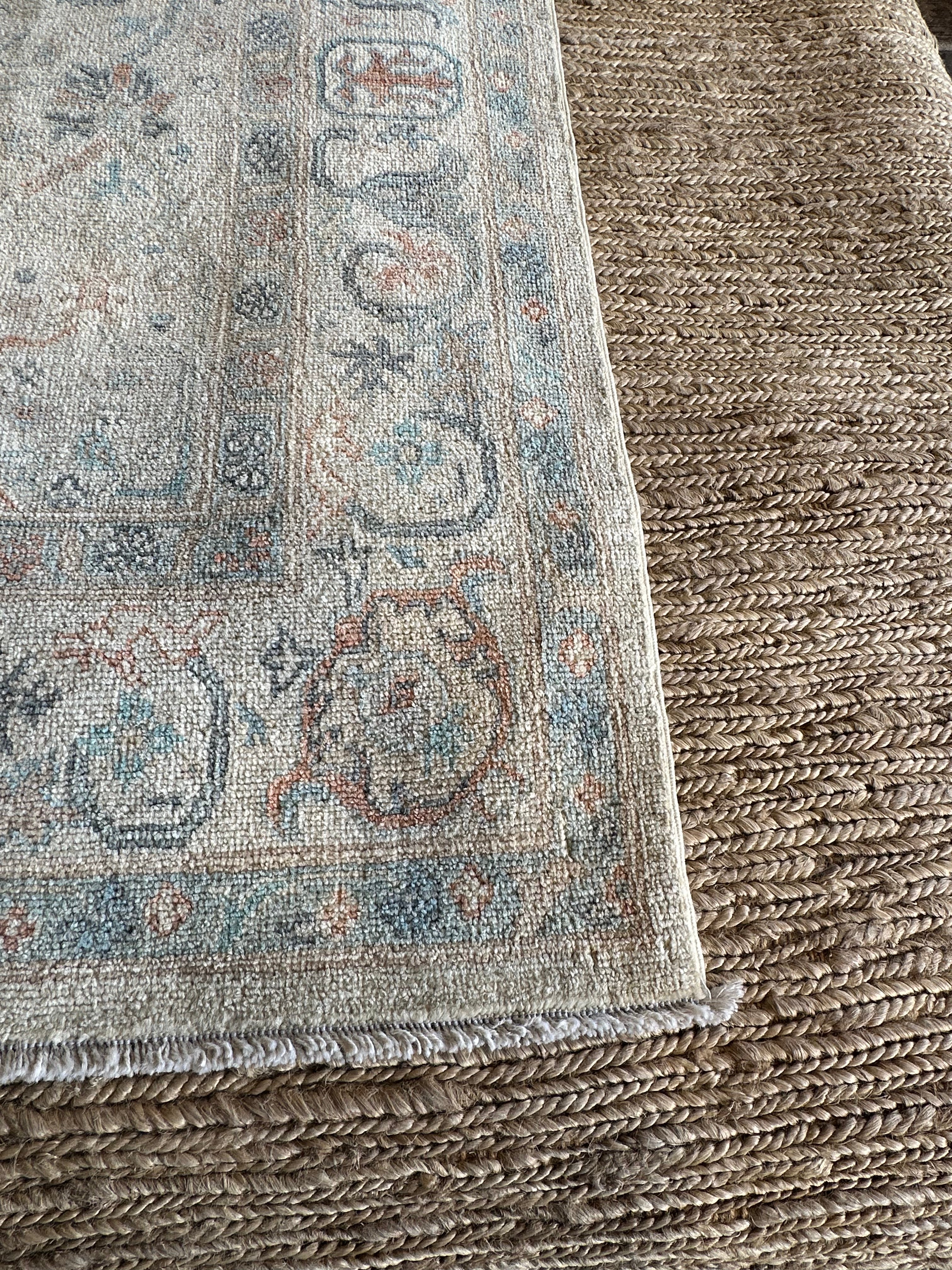 Aspen 6.2x9.2 Cream Afghani Whitewashed Oushak