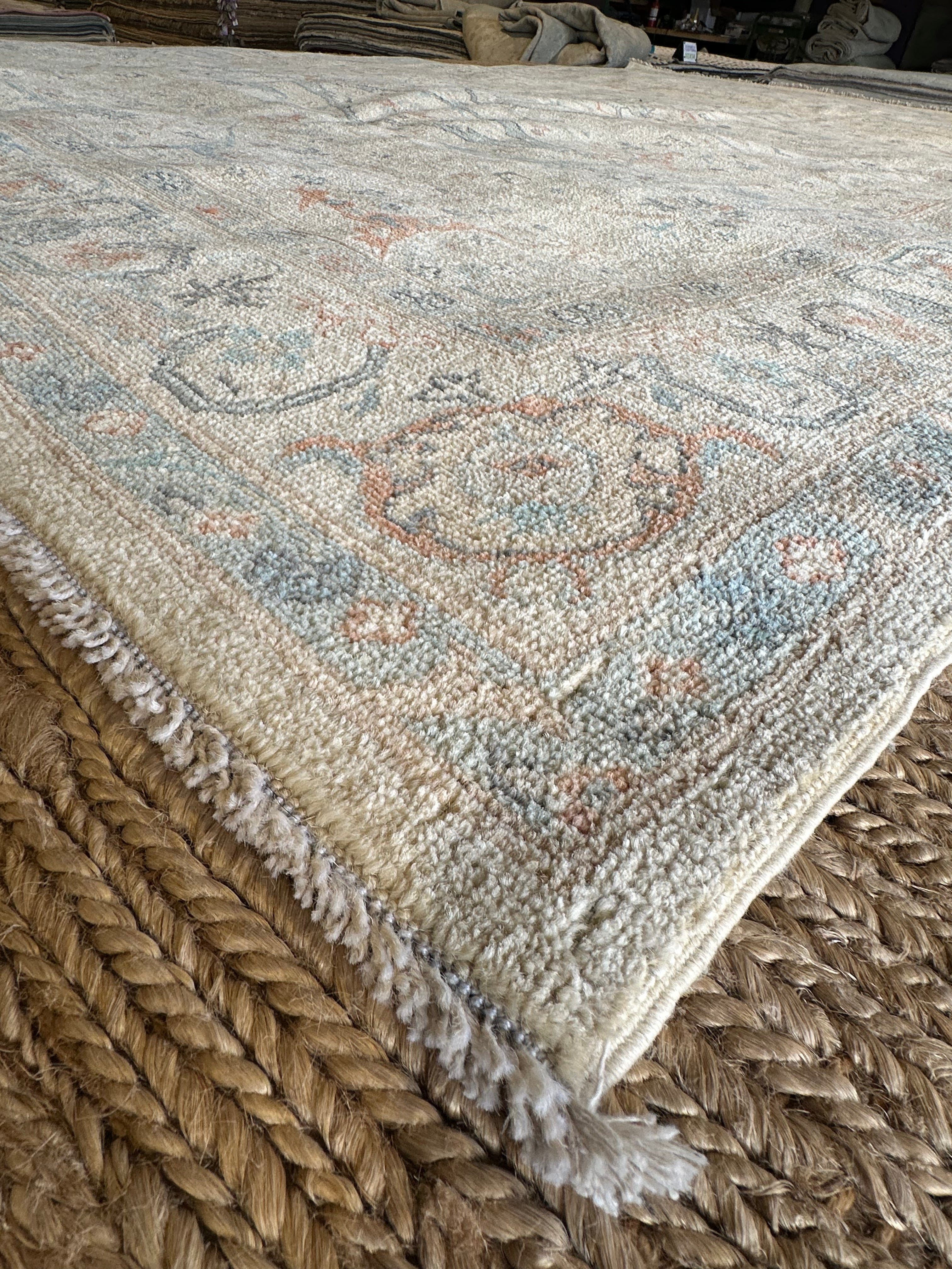 Aspen 6.2x9.2 Cream Afghani Whitewashed Oushak
