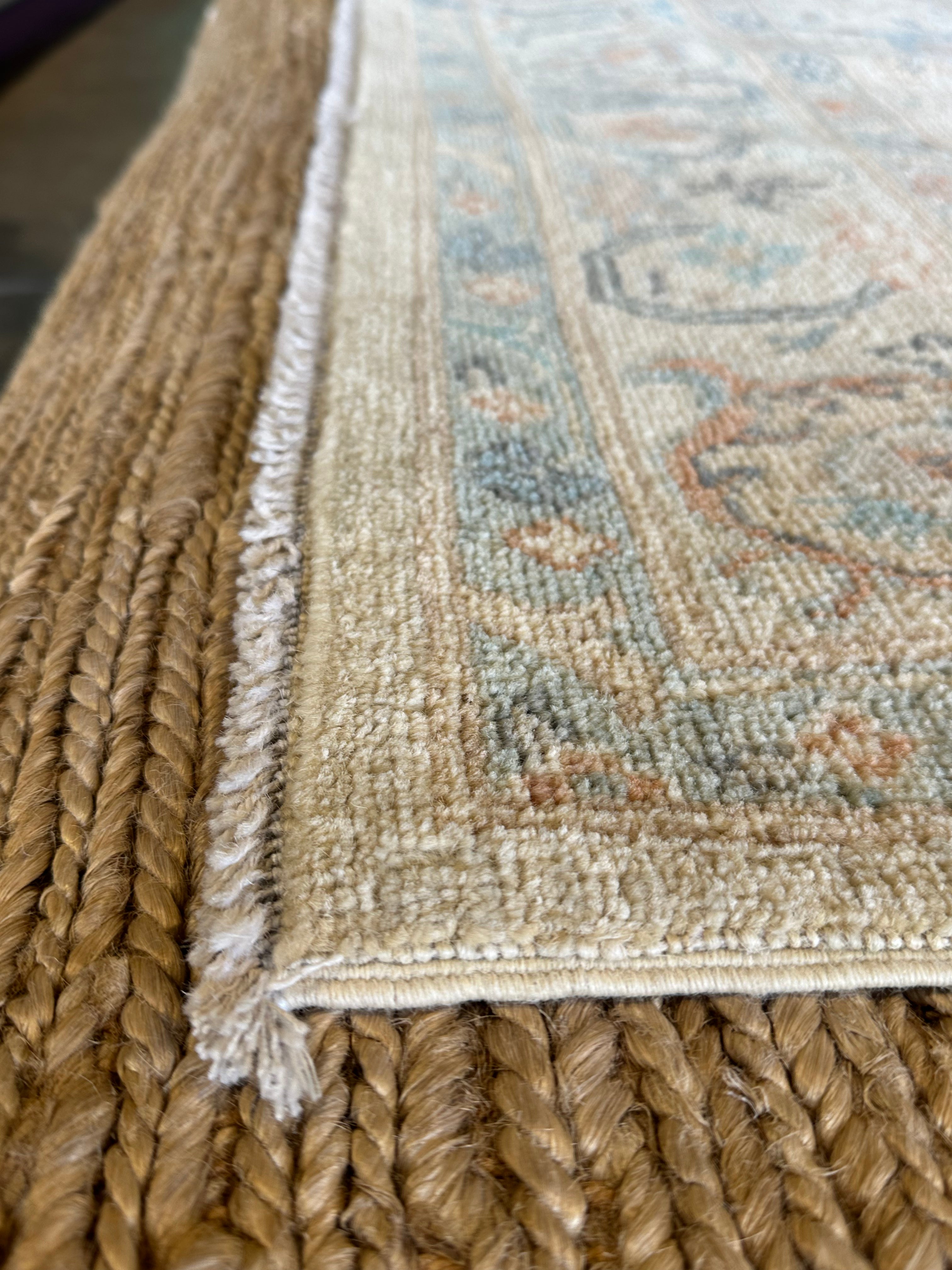 Aspen 6.2x9.2 Cream Afghani Whitewashed Oushak