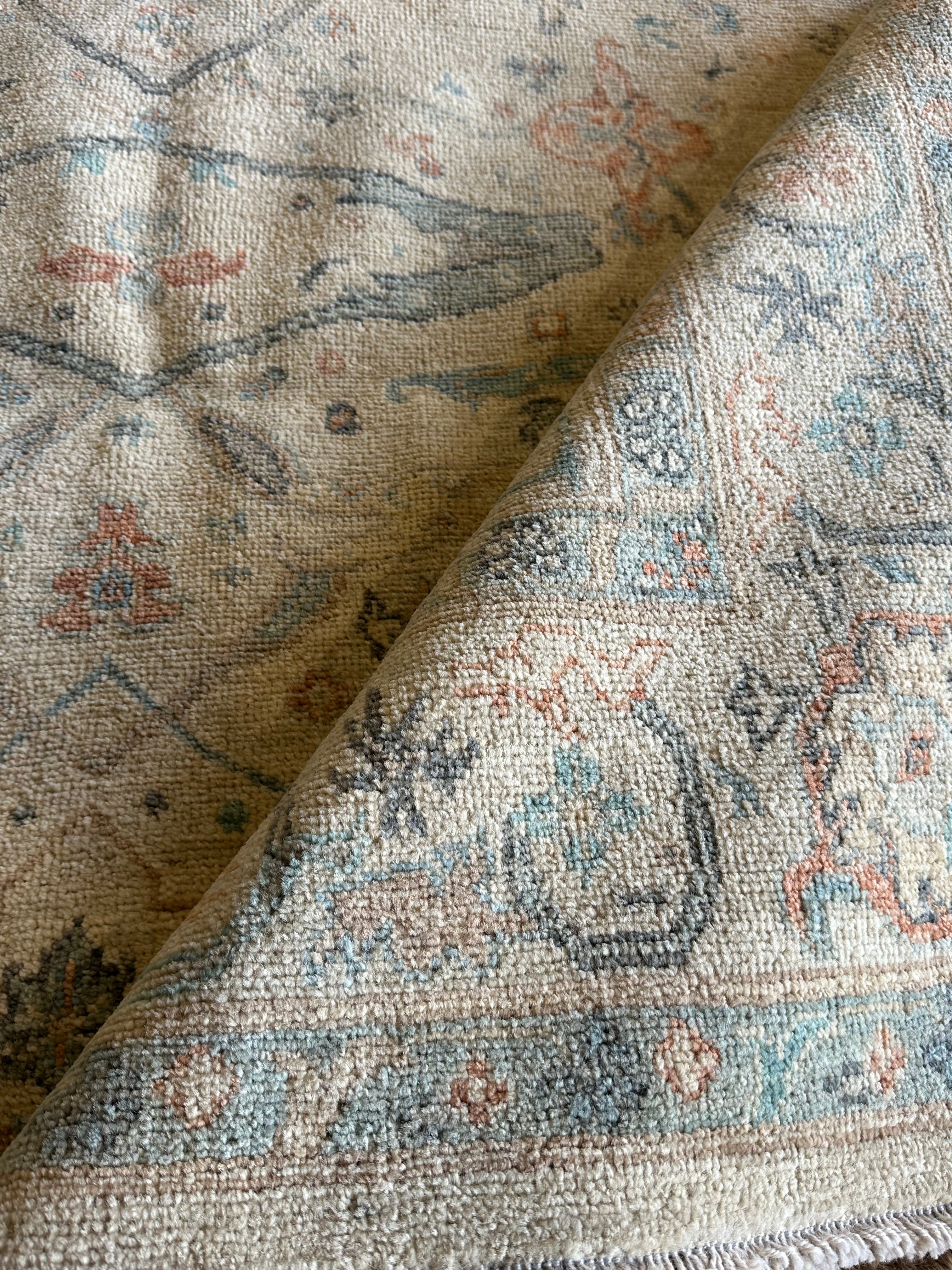 Aspen 6.2x9.2 Cream Afghani Whitewashed Oushak