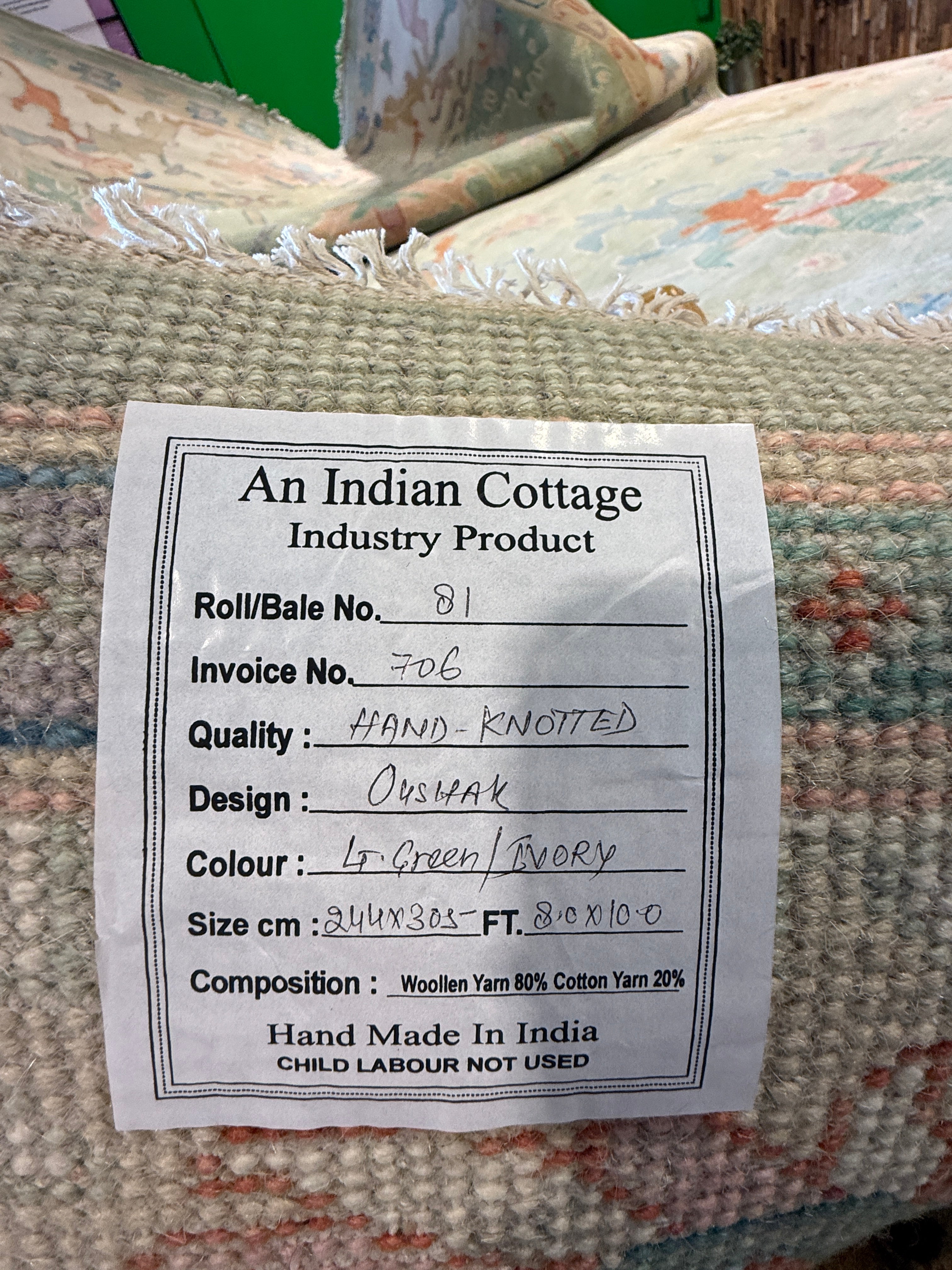 Pearl McKearn 8x10 Multi Color Hand-Knotted Oushak Rug