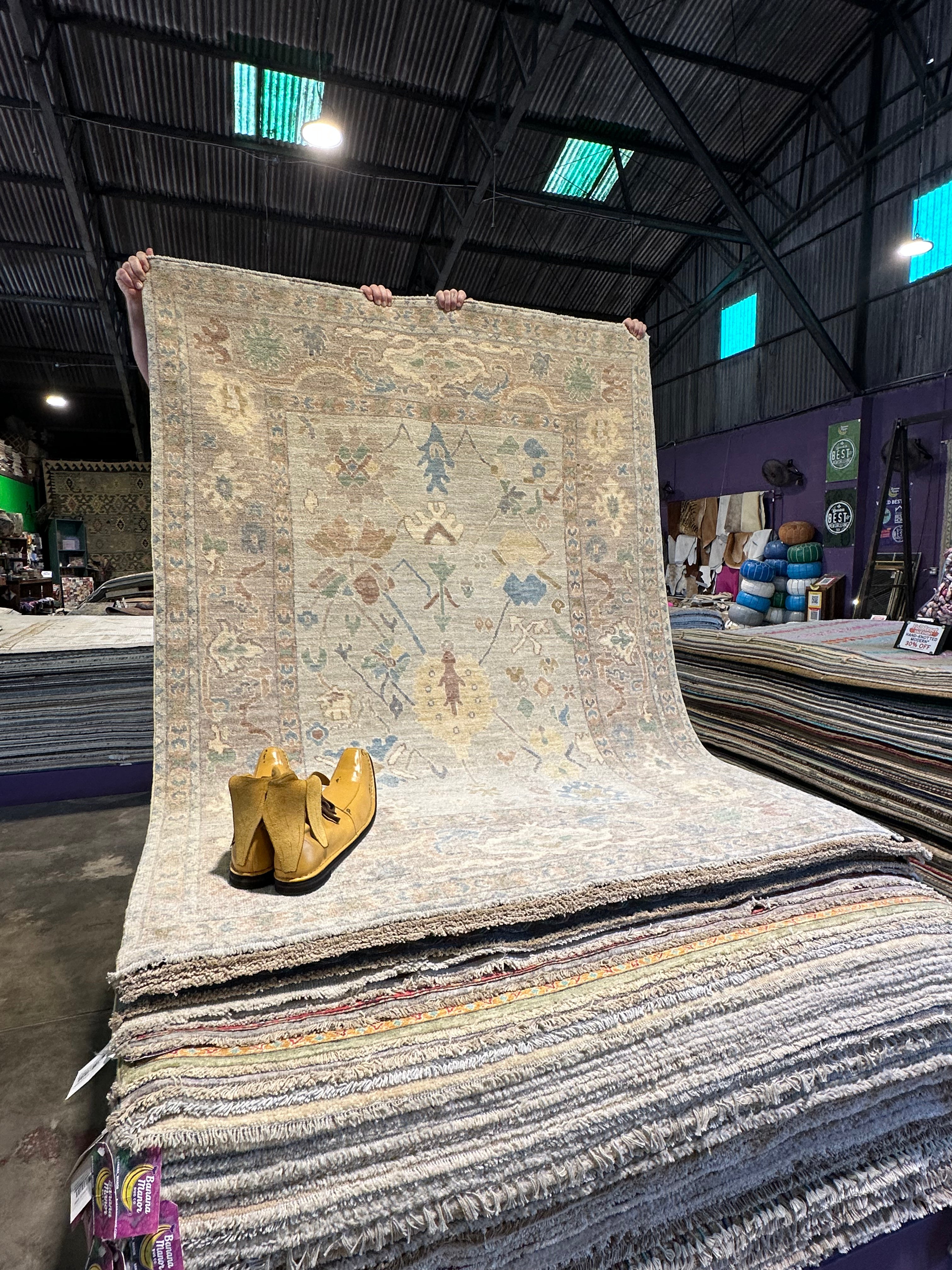 Juliette Fassin 4.11x6.5 Afghani Whitewashed Oushak