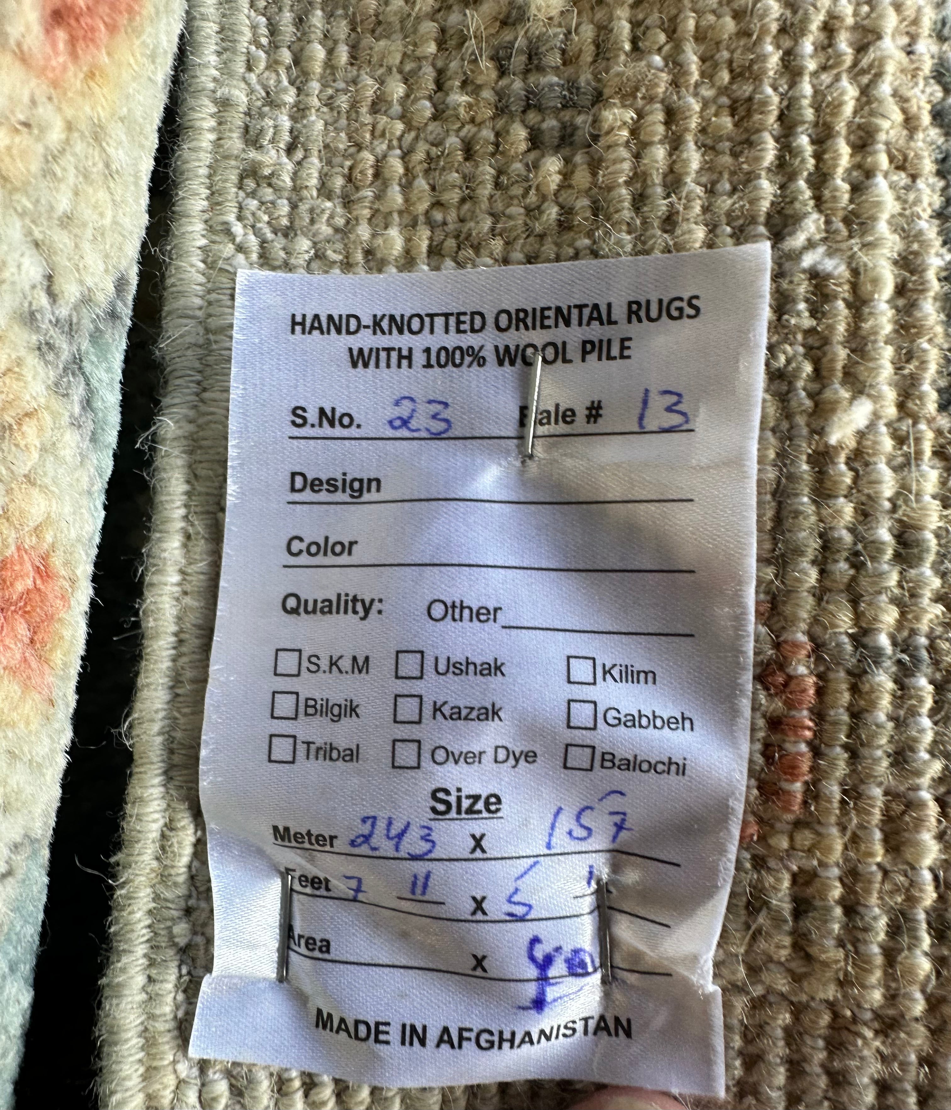 Katya Collazo 5.1x7.9 Cream Afghani Whitewashed Oushak