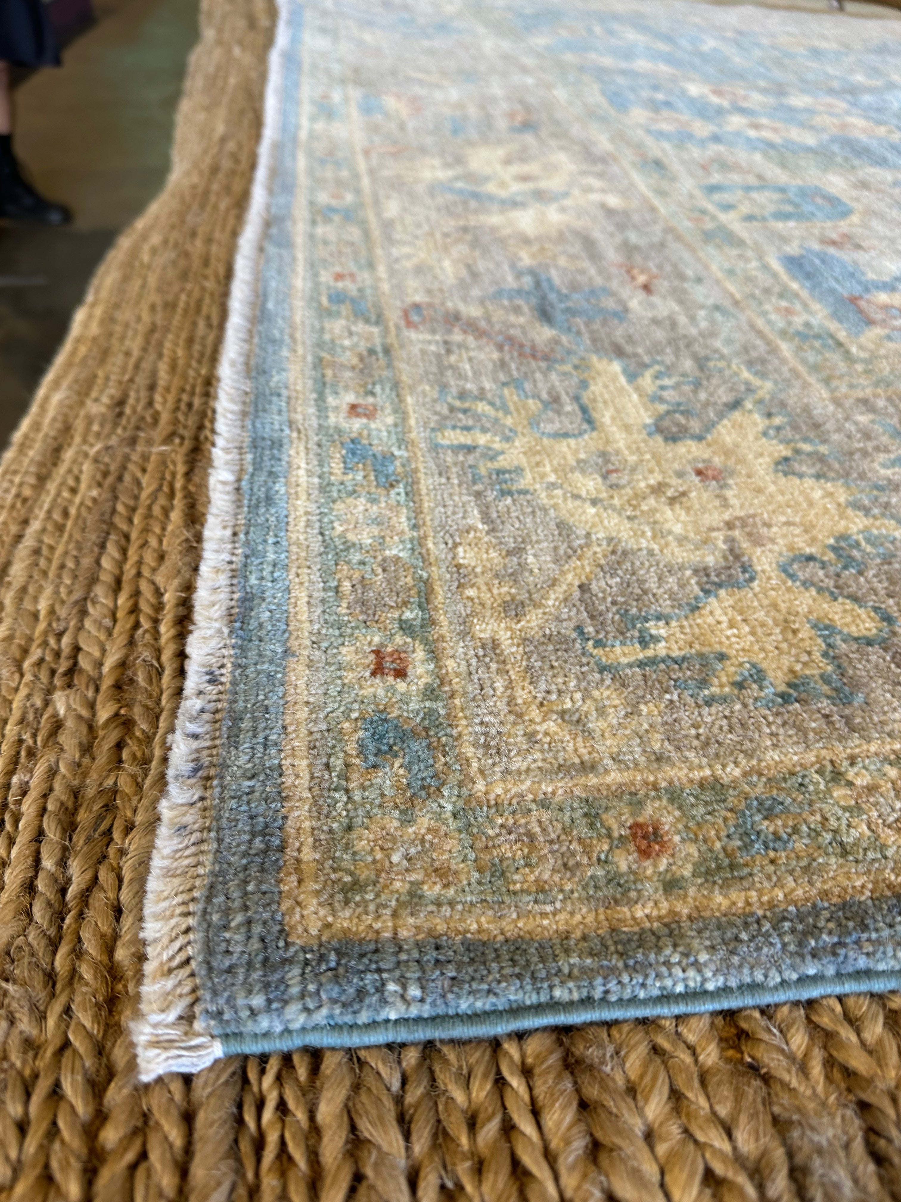 Jamie Guyer 6.1x9 Blue Afghani Whitewashed Oushak