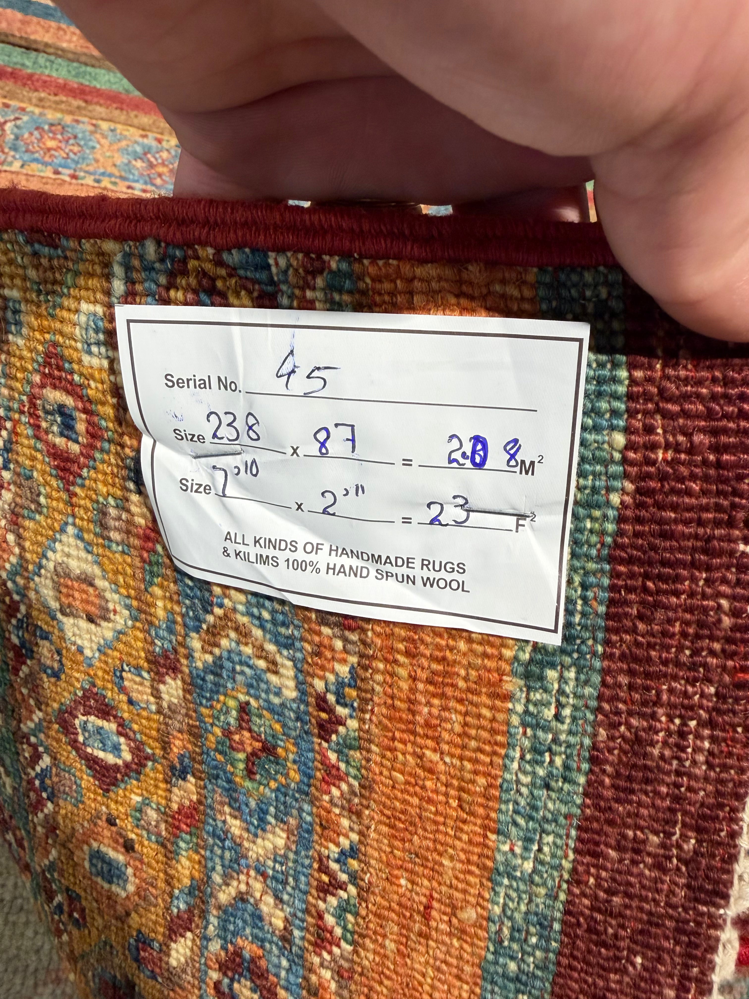 Marin Ireland 2.11x7.10 Orange Afghani Khorjin Runner