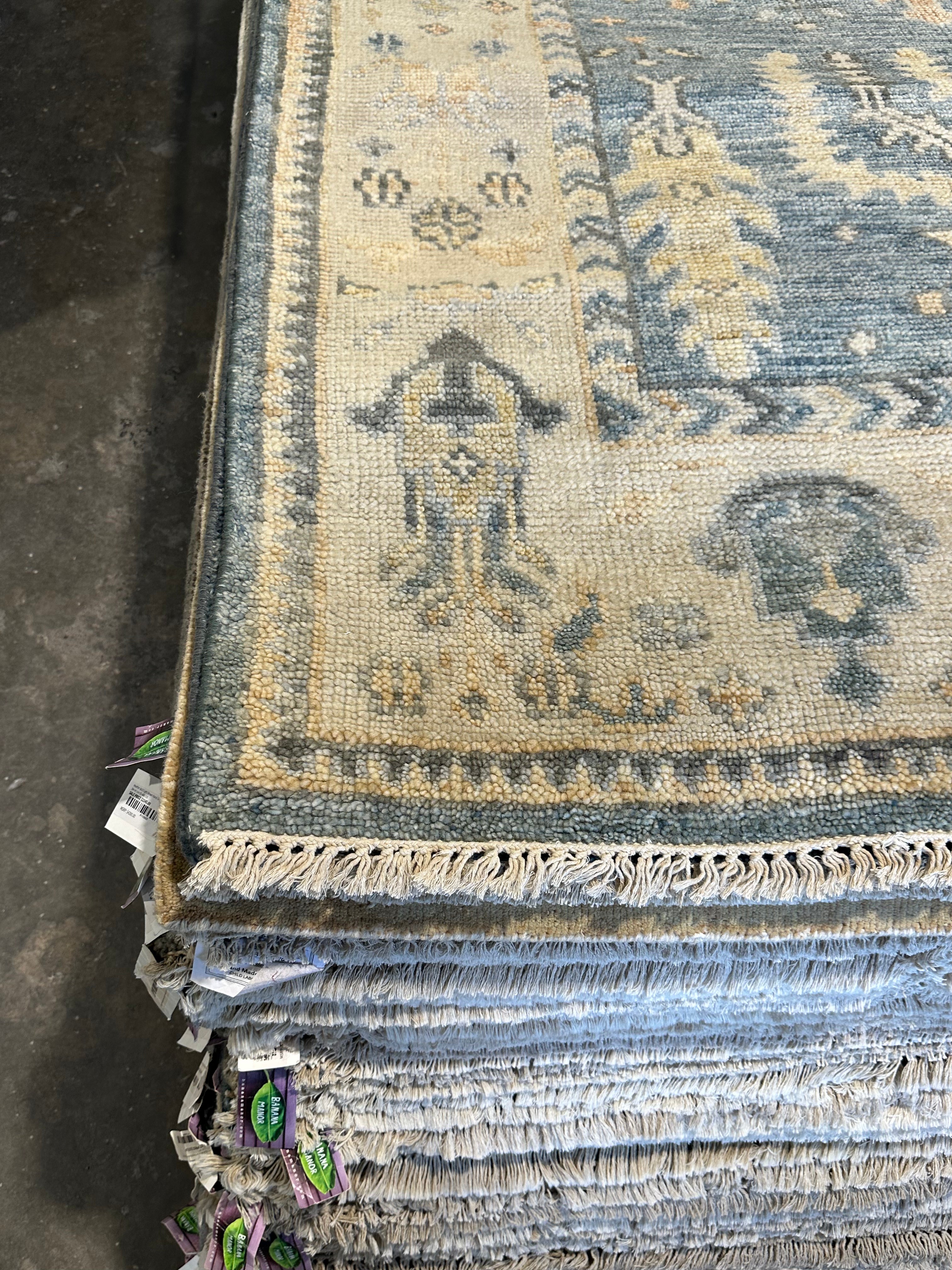 Victoria Hagan 8x10 Grey and Ivory Hand-Knotted Oushak Rug
