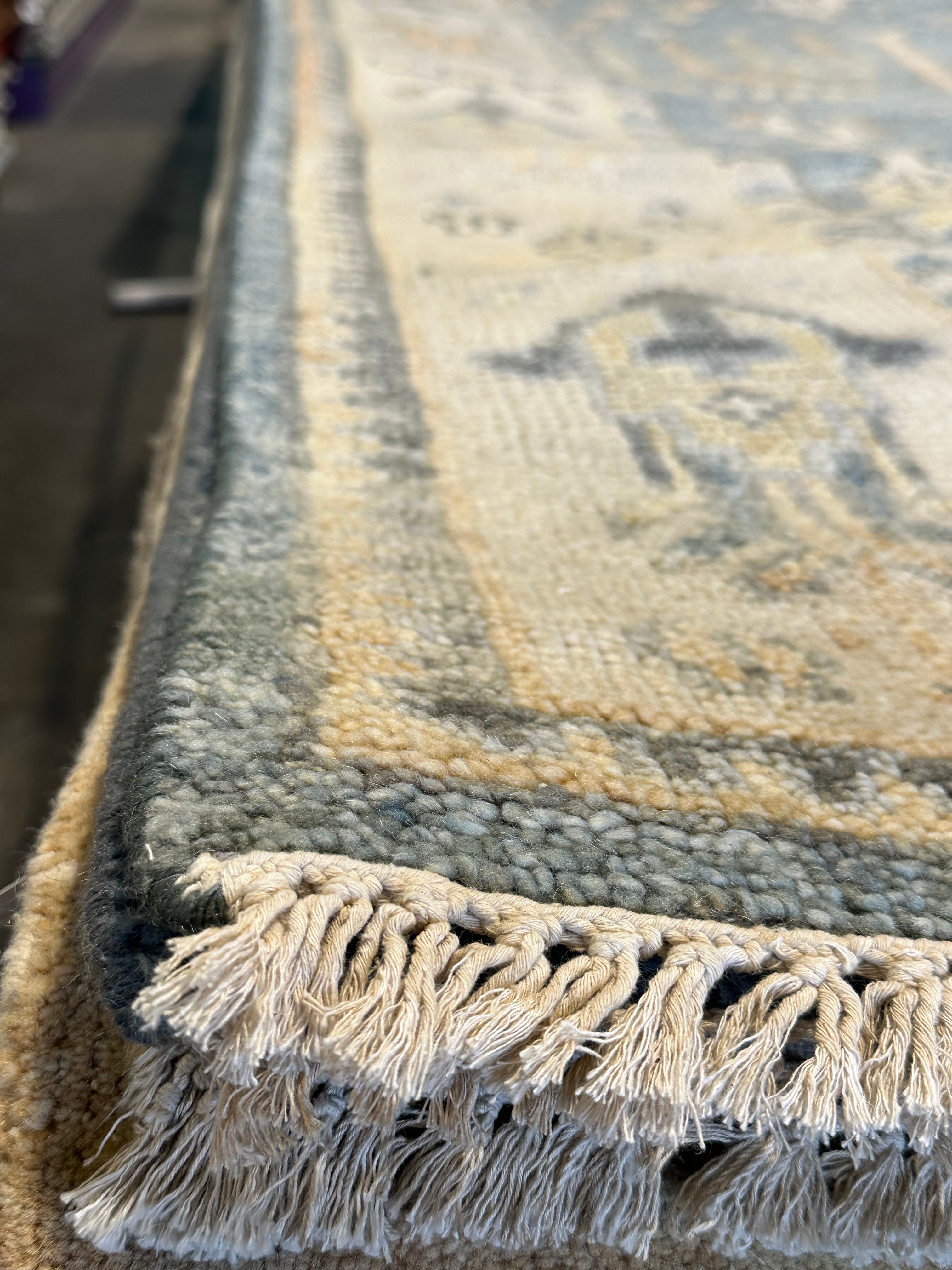 Victoria Hagan 8x10 Grey and Ivory Hand-Knotted Oushak Rug