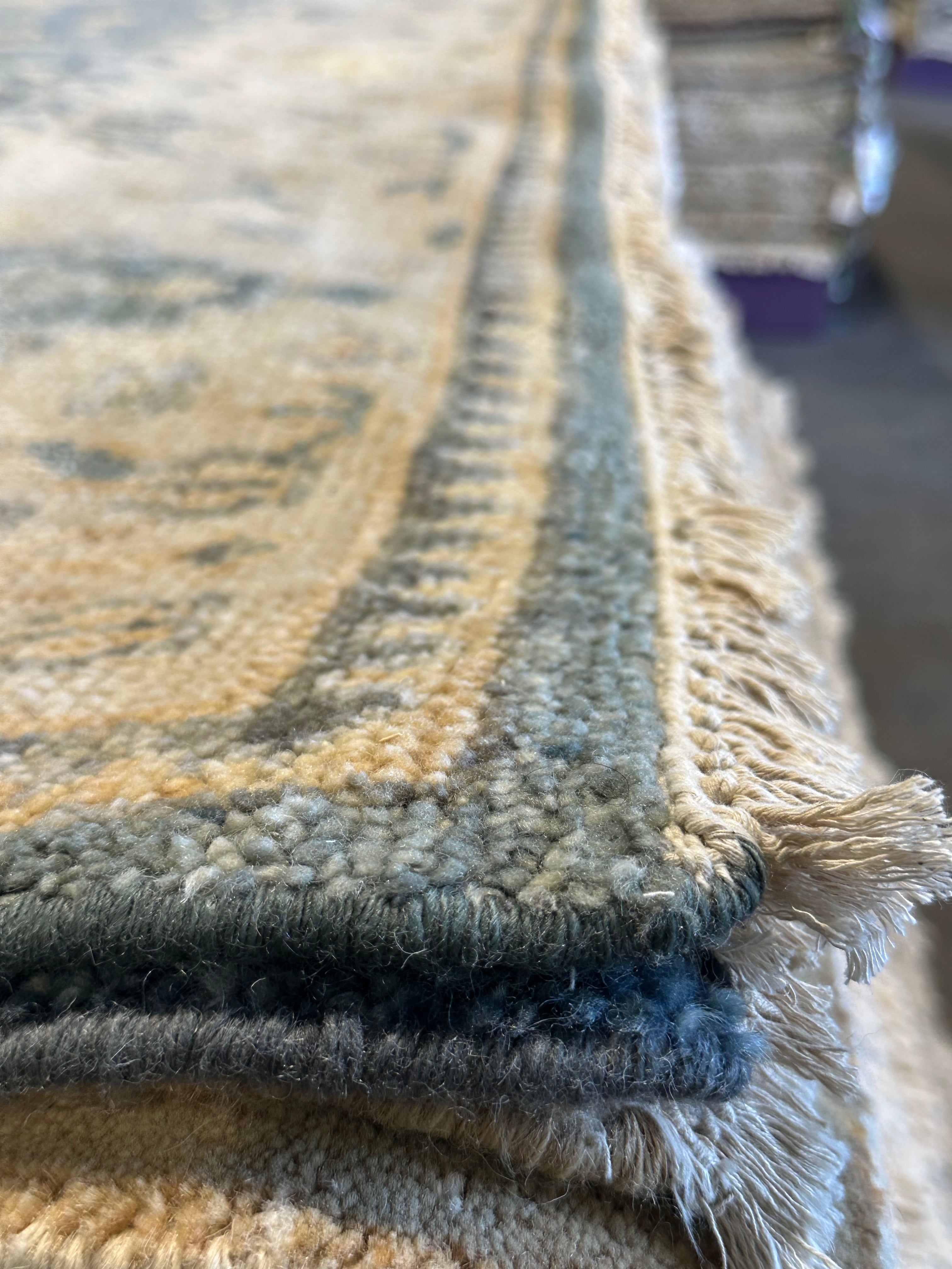 Victoria Hagan 8x10 Grey and Ivory Hand-Knotted Oushak Rug