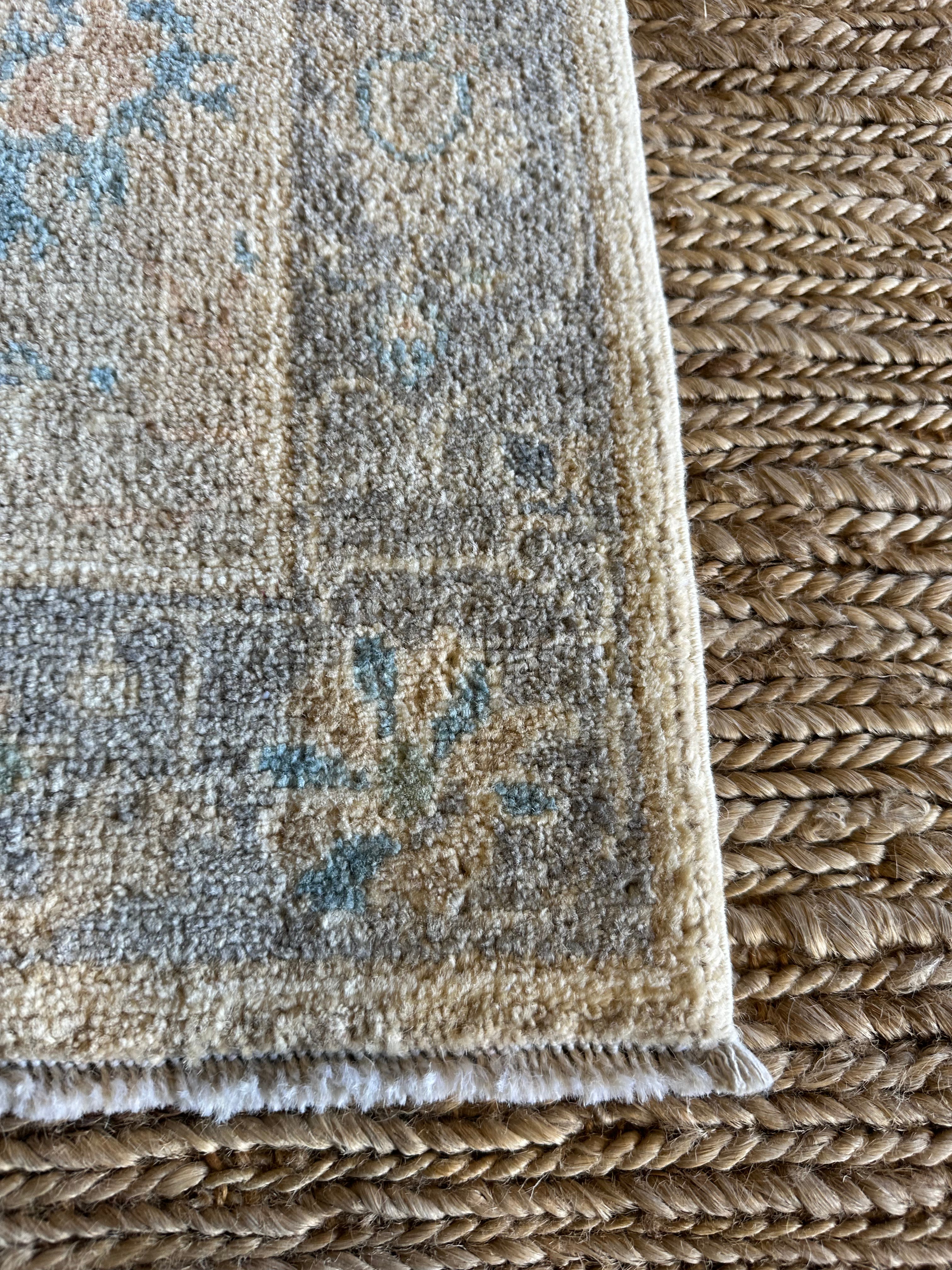 Jennifer Ehle 2x3 Blue Afghani Whitewashed Oushak