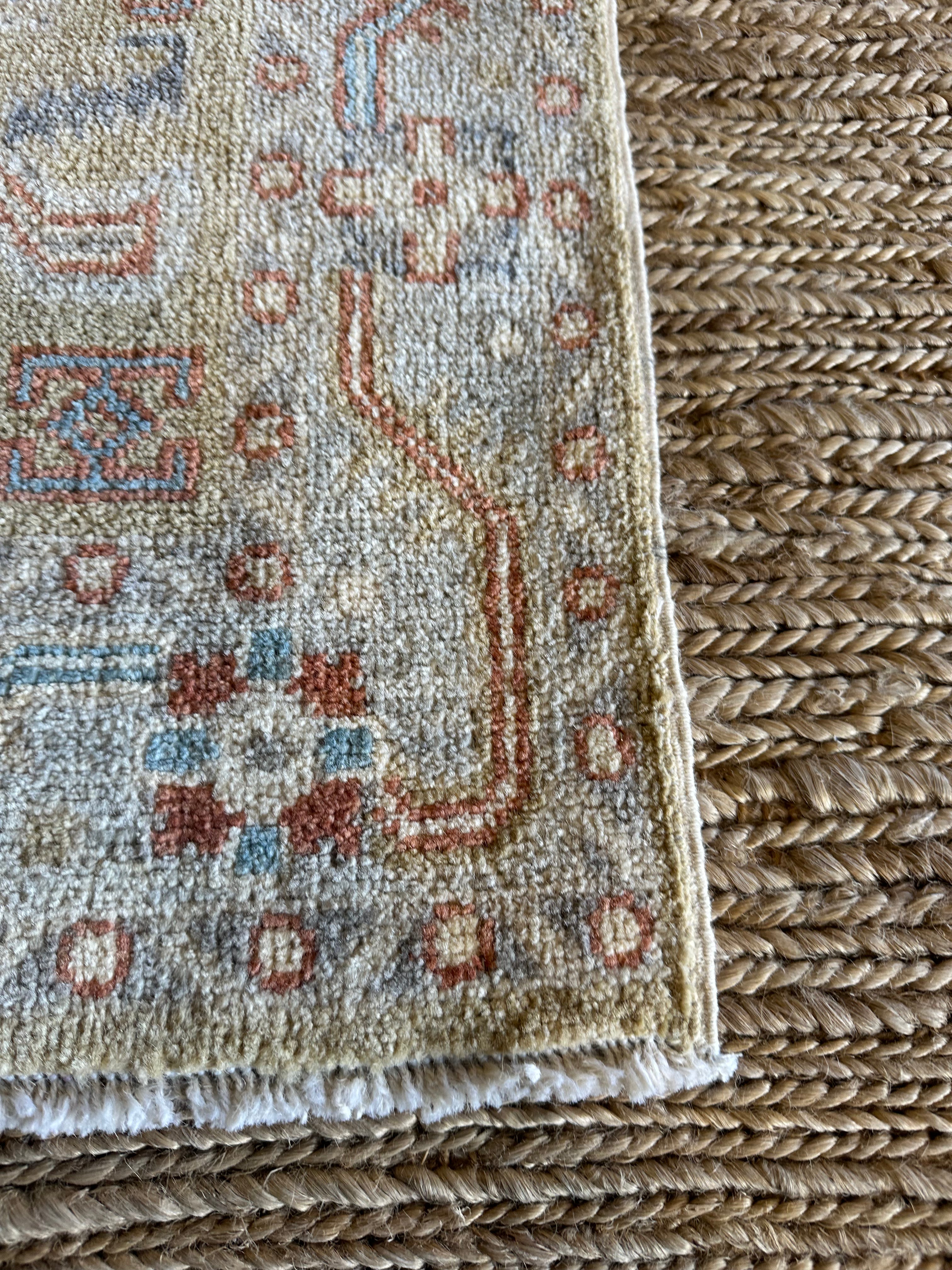 Priscilla Doueihy 2x3.2 Green Afghani Whitewashed Oushak