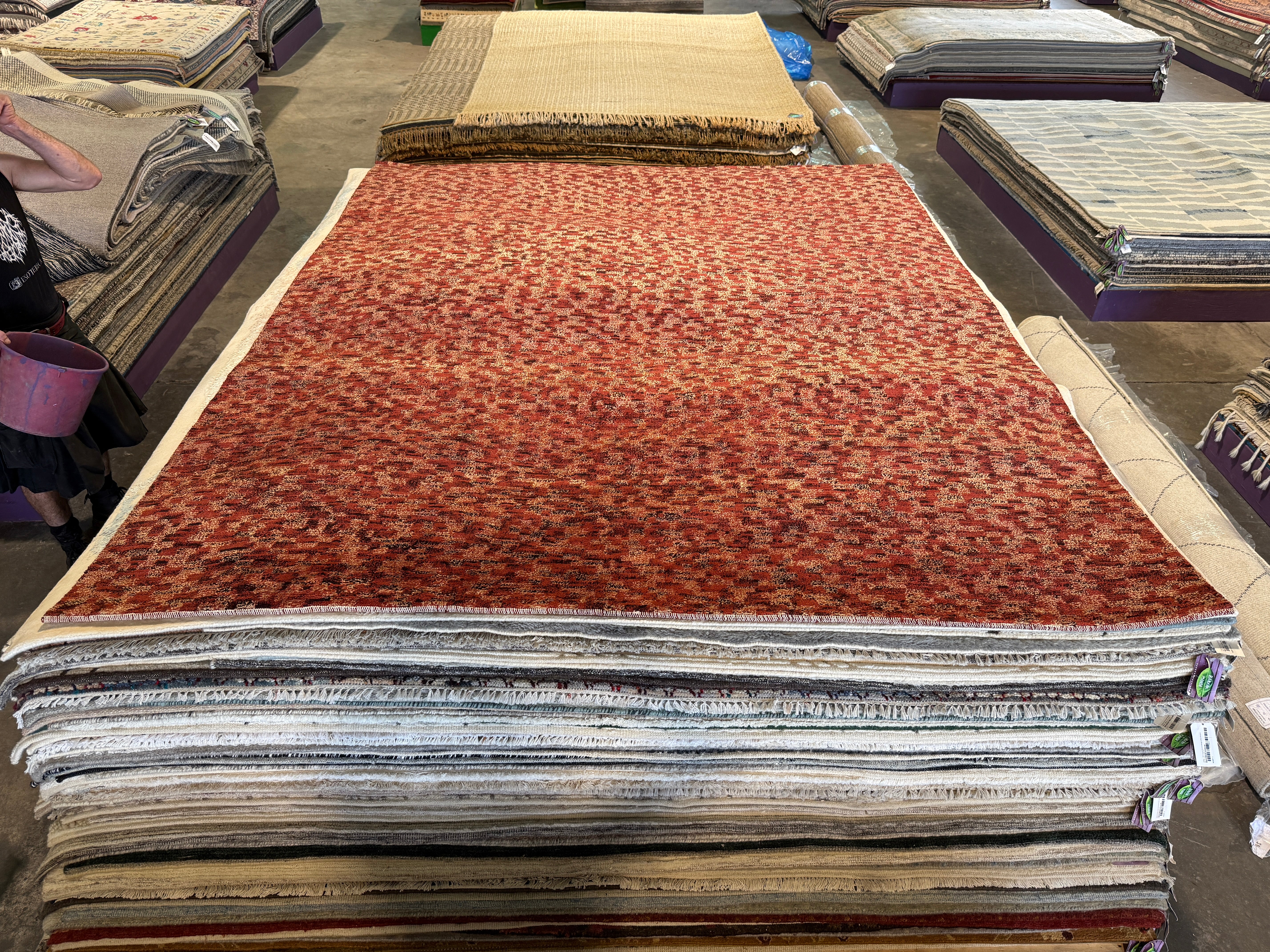 C.O. Bassett 7.6x9.6 Red Hand-Knotted Modern Rug