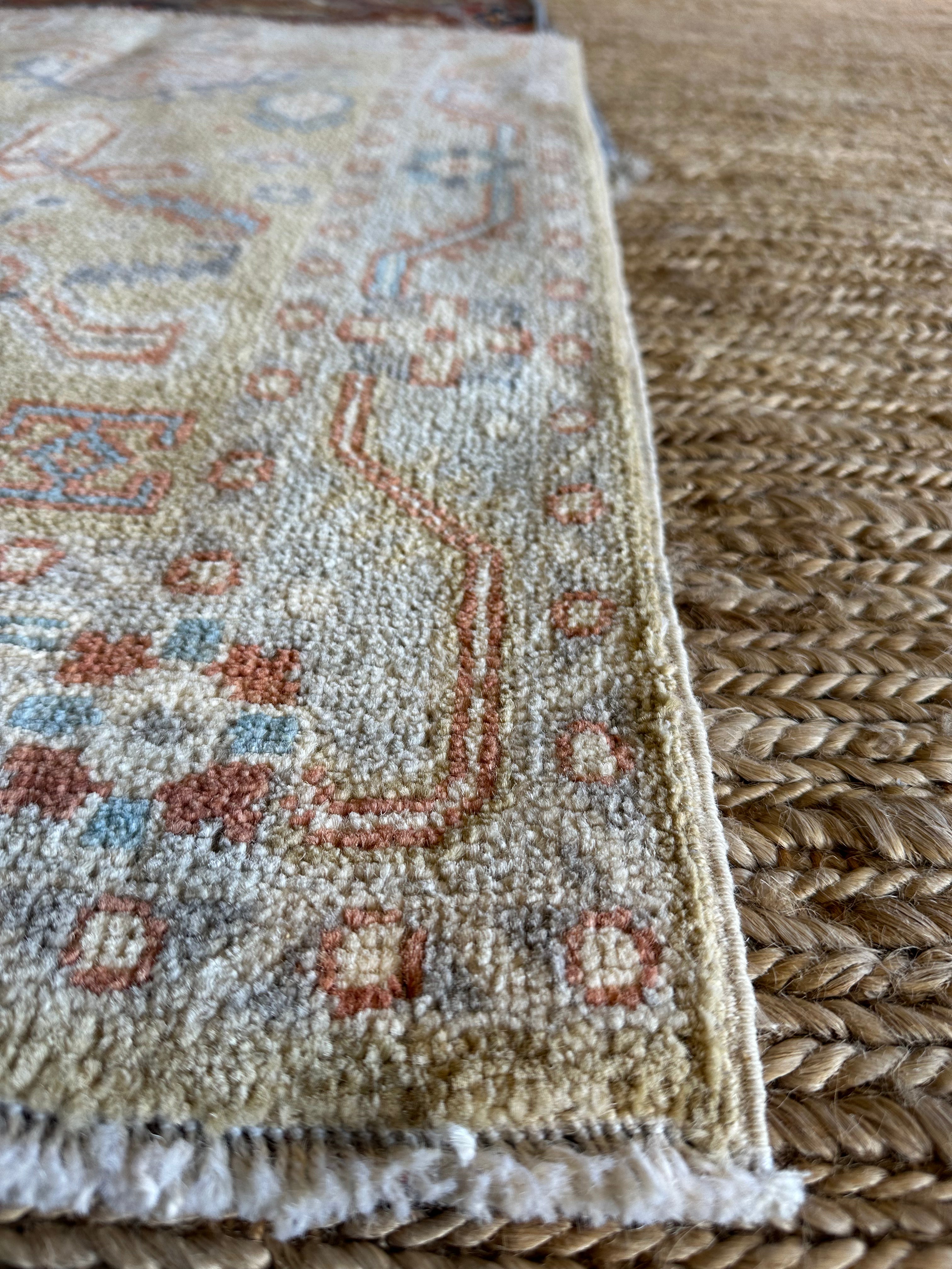 Priscilla Doueihy 2x3.2 Green Afghani Whitewashed Oushak